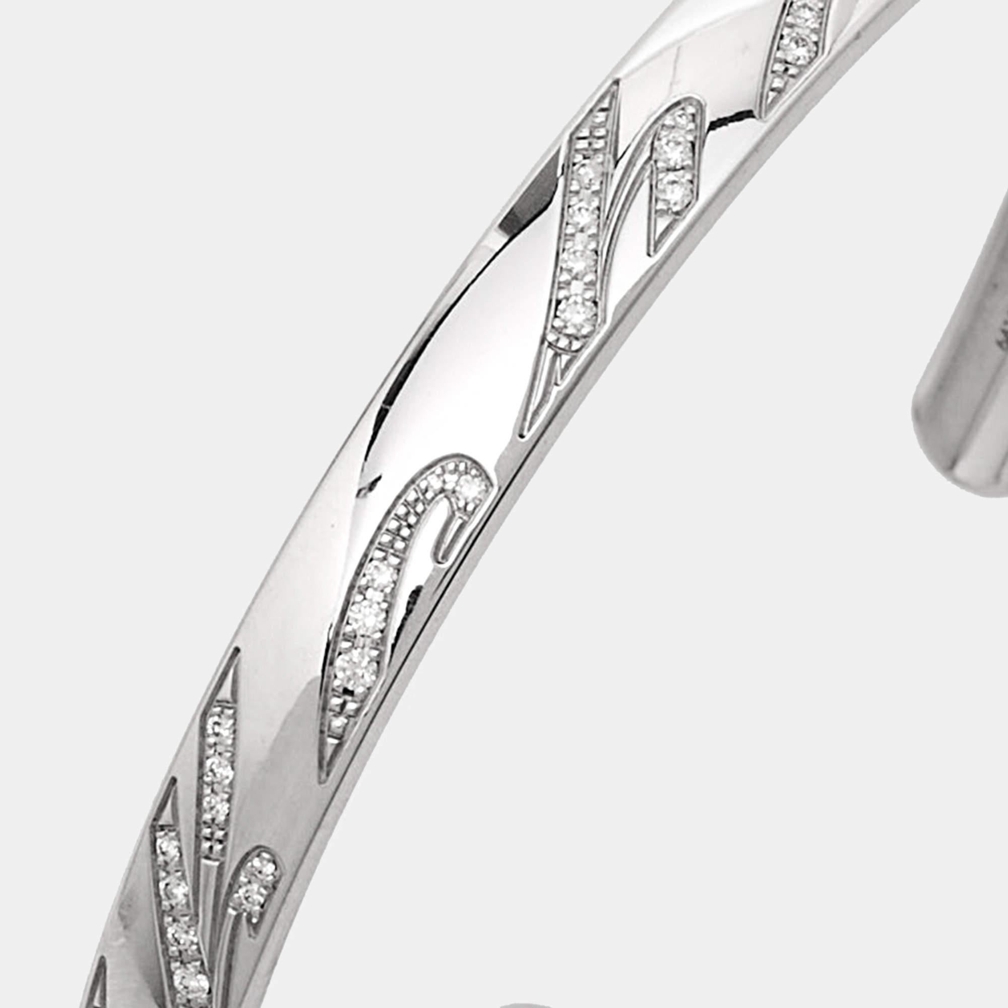 Chopard Chopardissimo Diamond 18k White Open Cuff Bracelet M For Sale 1