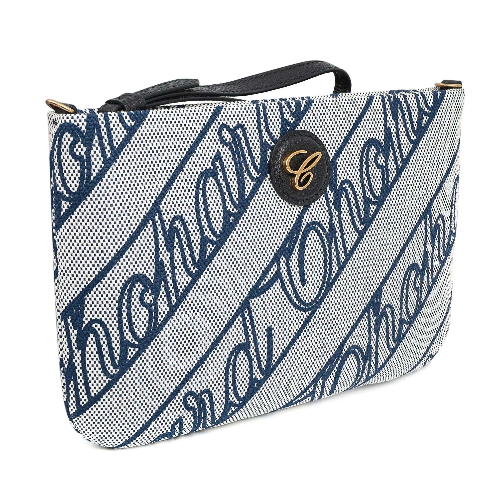 Gray Chopard Chopardissimo Mini Blue Ethical Fabric Pouch 95000-1213 For Sale