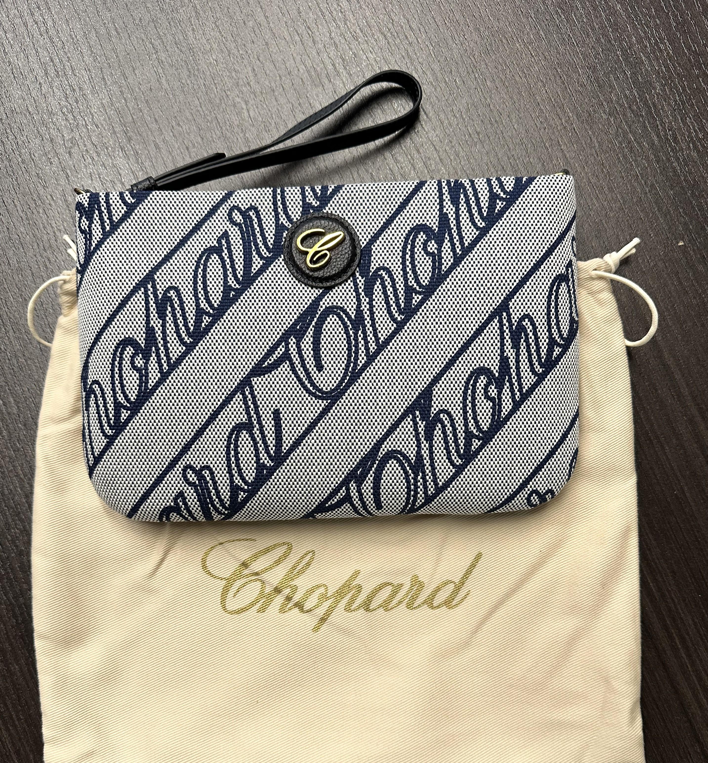 Women's Chopard Chopardissimo Mini Blue Ethical Fabric Pouch 95000-1213 For Sale