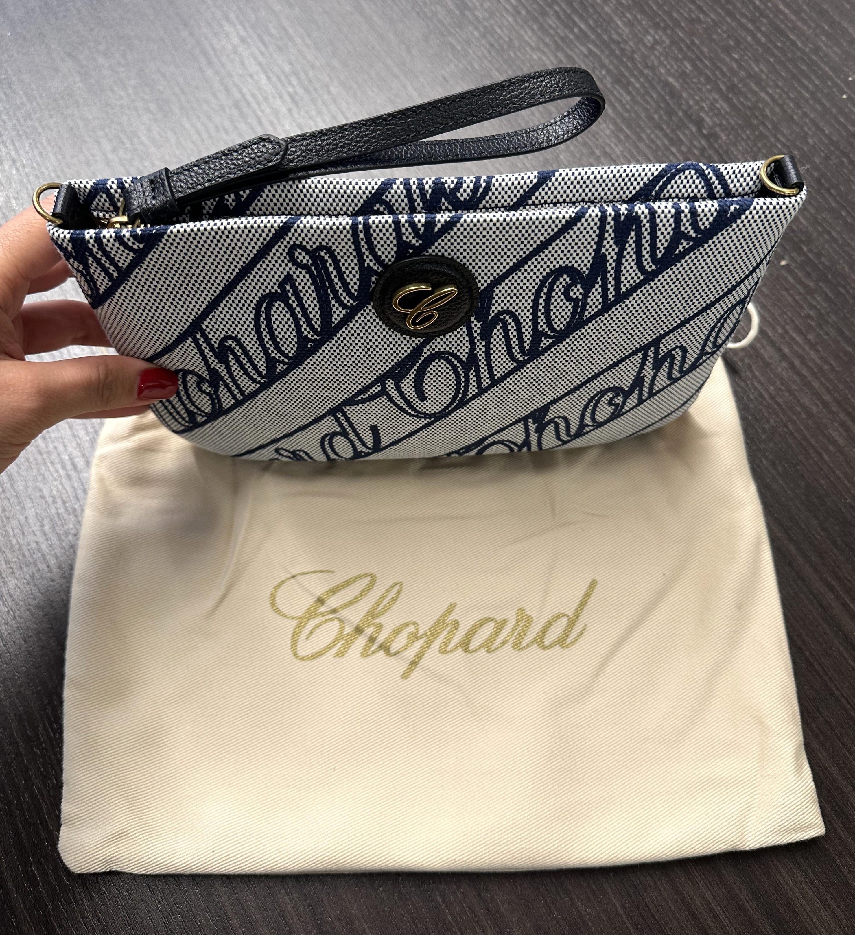 Chopard Chopardissimo Mini Blue Ethical Fabric Pouch 95000-1213 For Sale 2