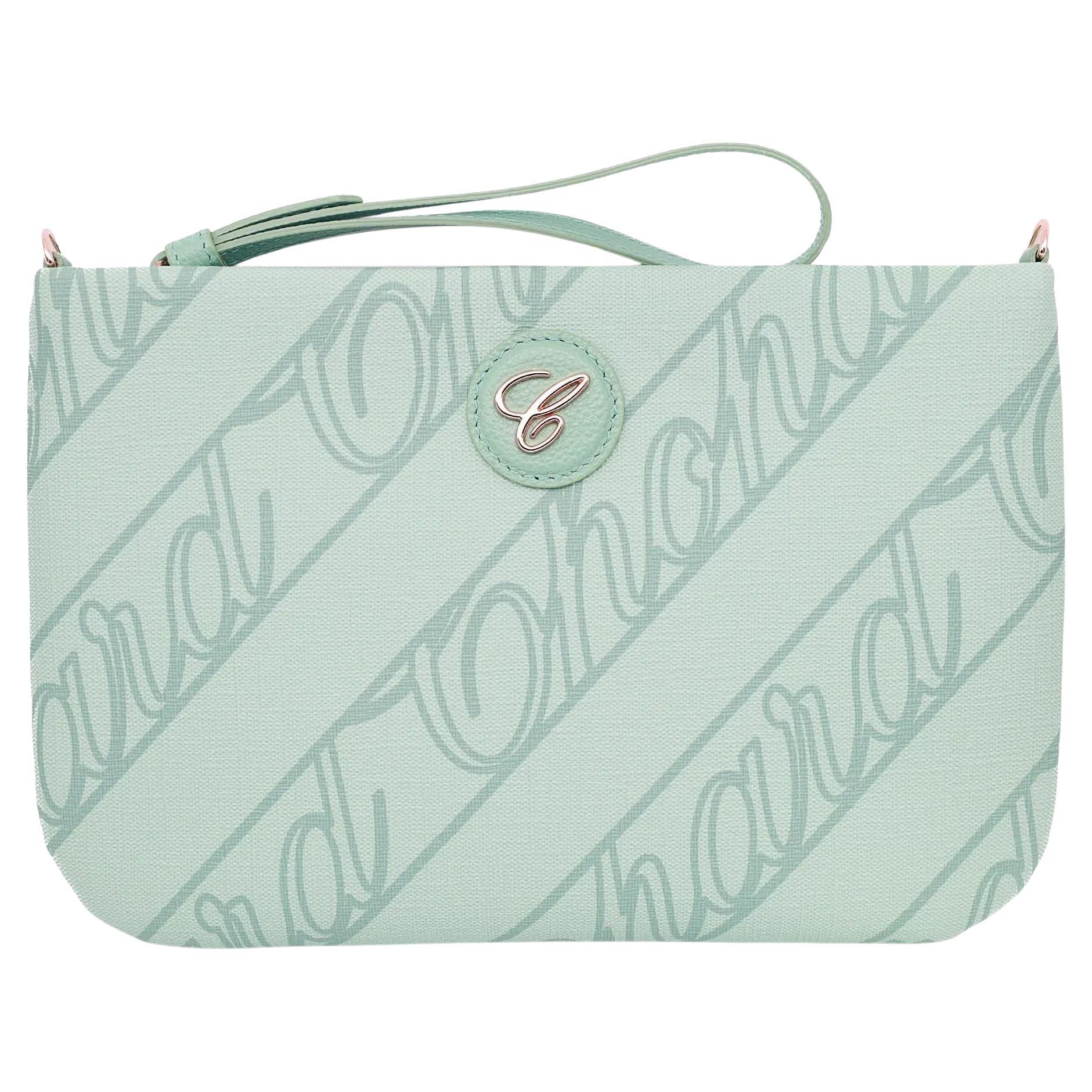 Chopard Chopardissimo Mint Green Canvas Mini Pouch 95000-1215 For Sale