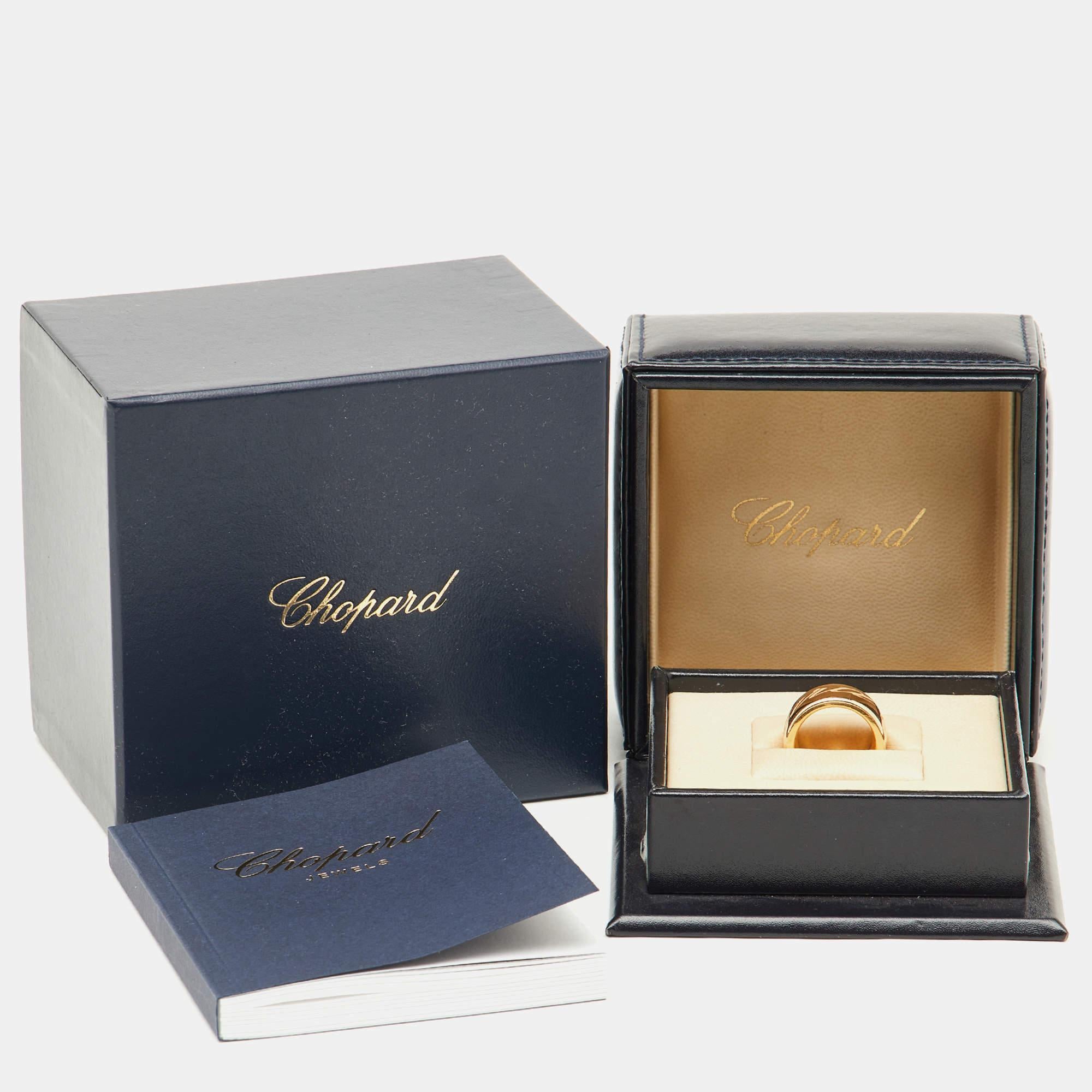 Chopard Chopardissimo Revolving Signature 18k Rose Gold Wide Band Ring Size 52 For Sale 1