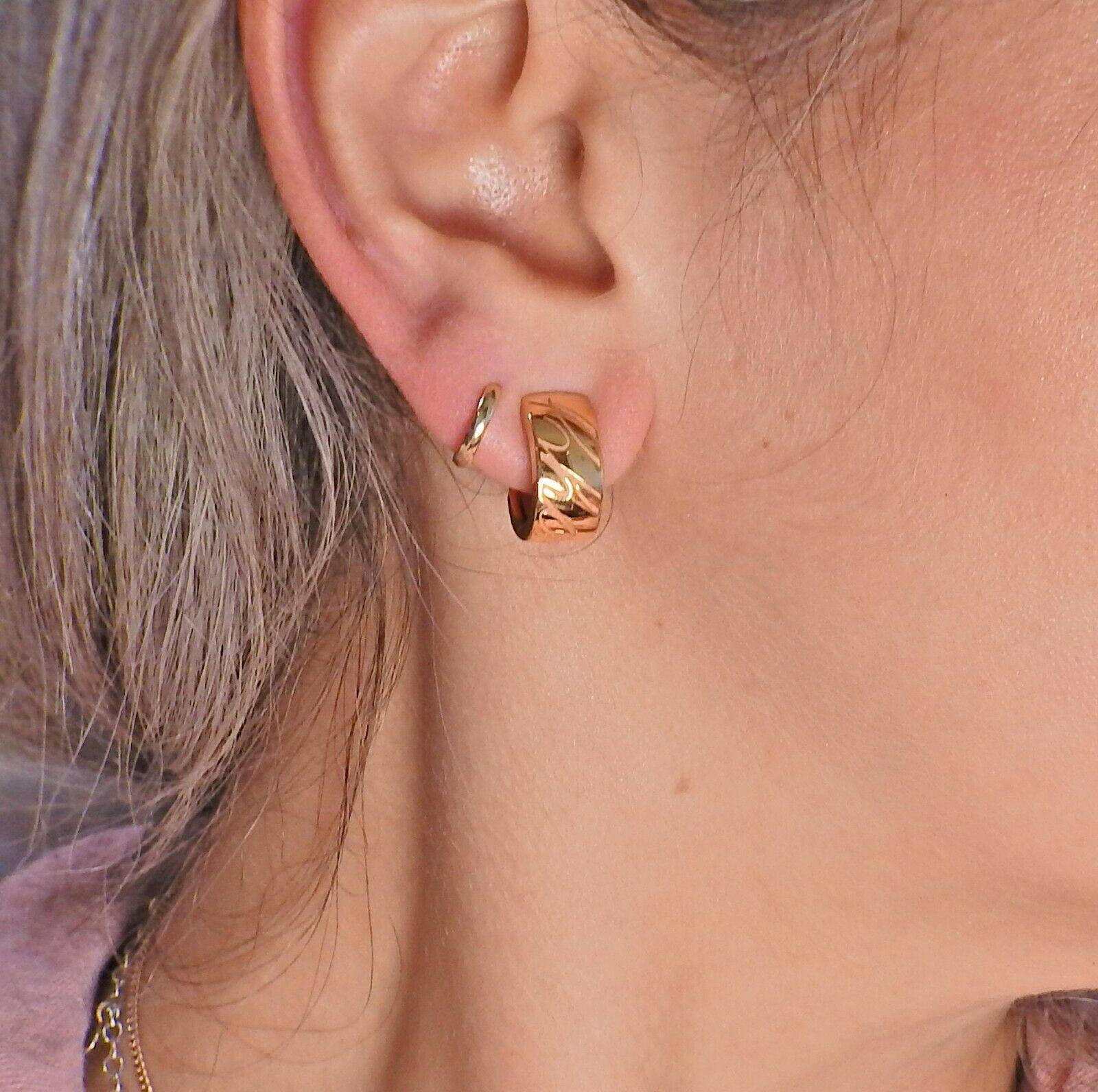 18k rose gold half hoop earrings