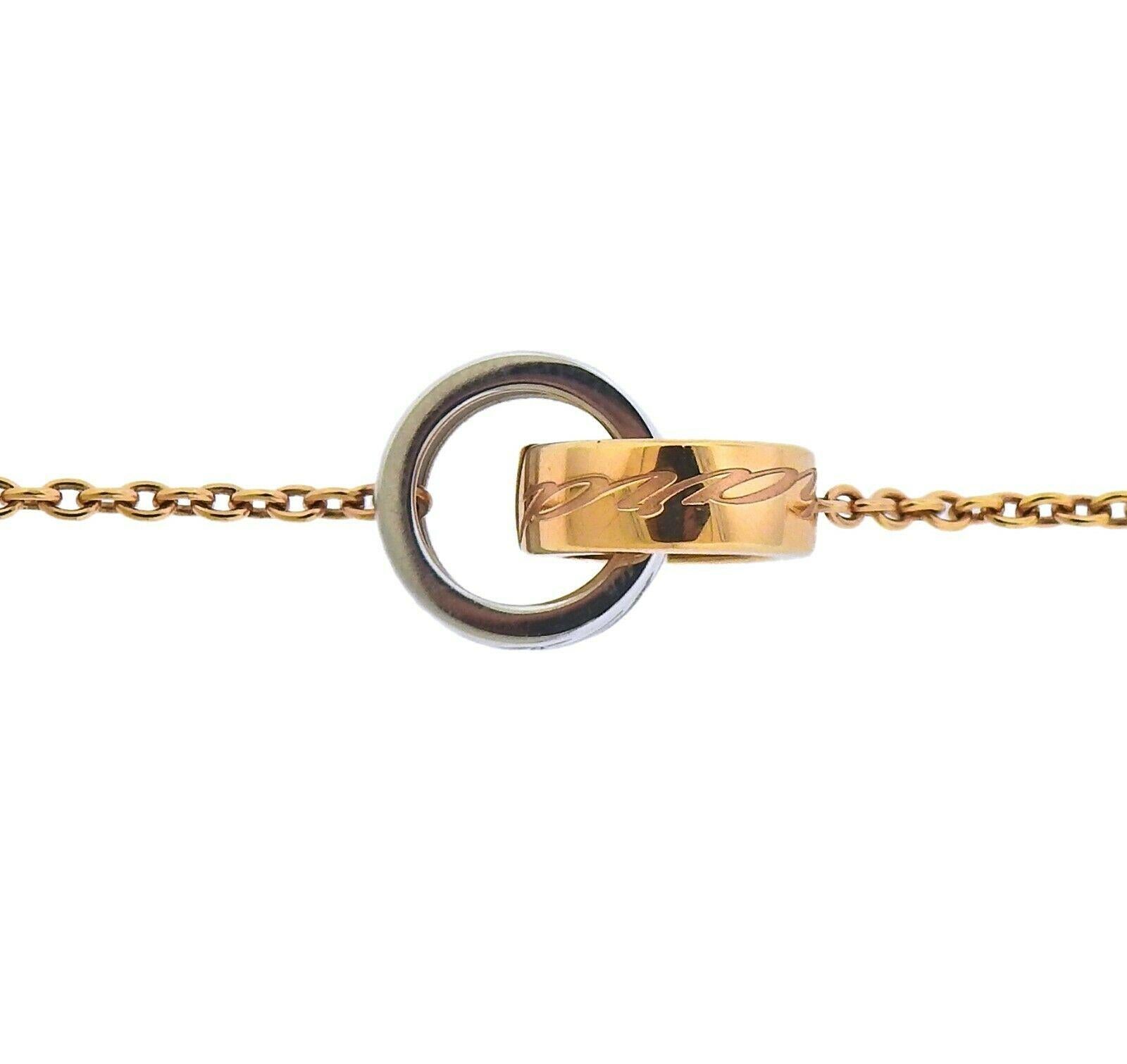 Neues Chopard-Armband aus 18 Karat Rosé- und Weißgold mit ineinandergreifenden Chopardissimo-Kreisen. Einzelhandel $ 2200, mit Box.  Das Armband ist 7,5