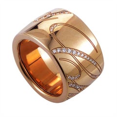 Chopard Chopardissimo Signature 18 Karat Rose Gold Diamond Wide Band Ring