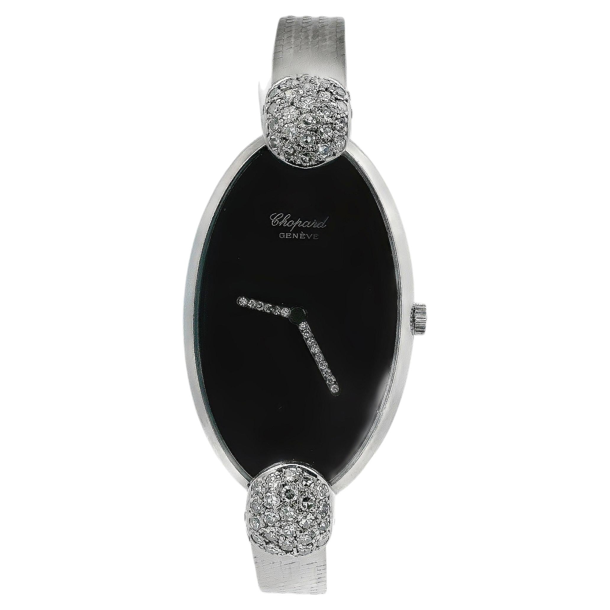 Chopard Classic 18k Weißgold & Diamant Onyx Zifferblatt Damen Vintage By Uhr