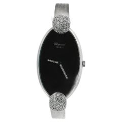 Chopard Classic 18k White Gold & Diamond Onyx Dial Ladies Vintage Watch