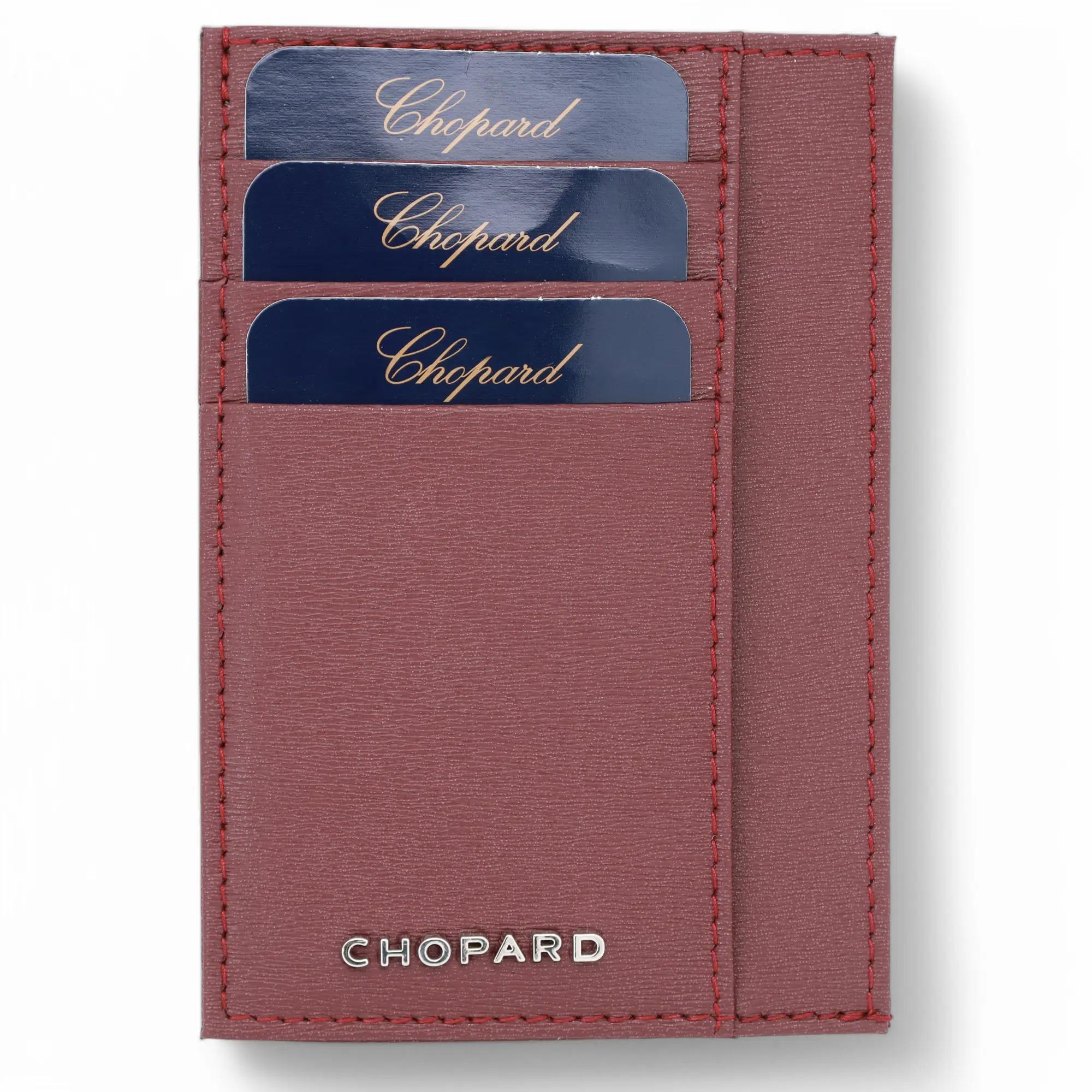 Chopard Classic Bordeaux Grained Leather Large Card Holder Wallet 95012-0363 For Sale