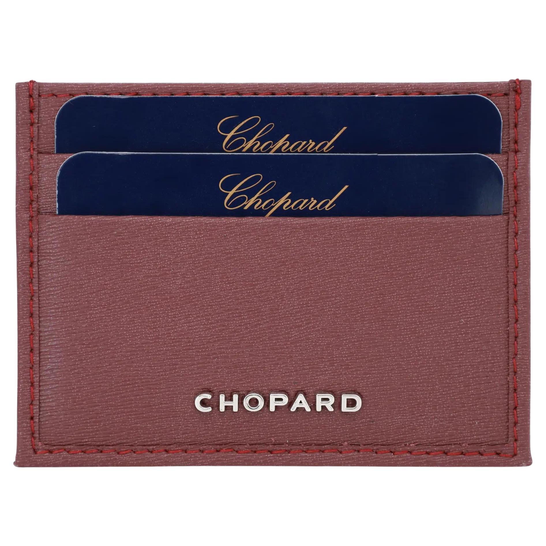 Chopard Classic Bordeaux Grained Leather Small Card Holder 95012-0365 For Sale
