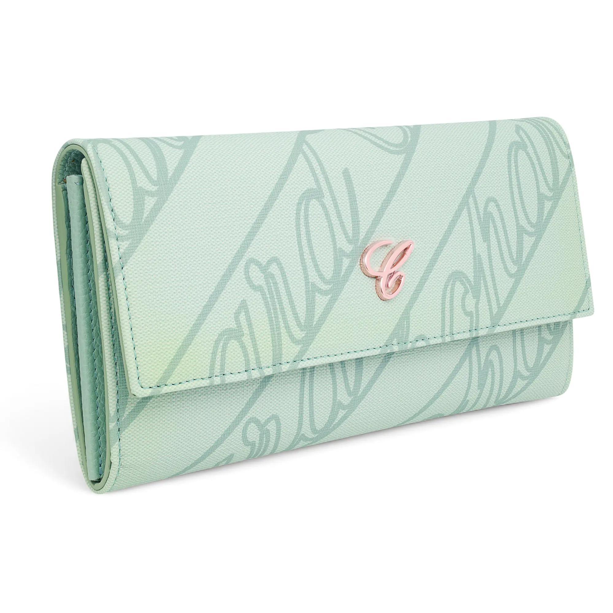 Chopard Classic Continental Mint Green Canvas Wallet 95015-0574 For Sale 1