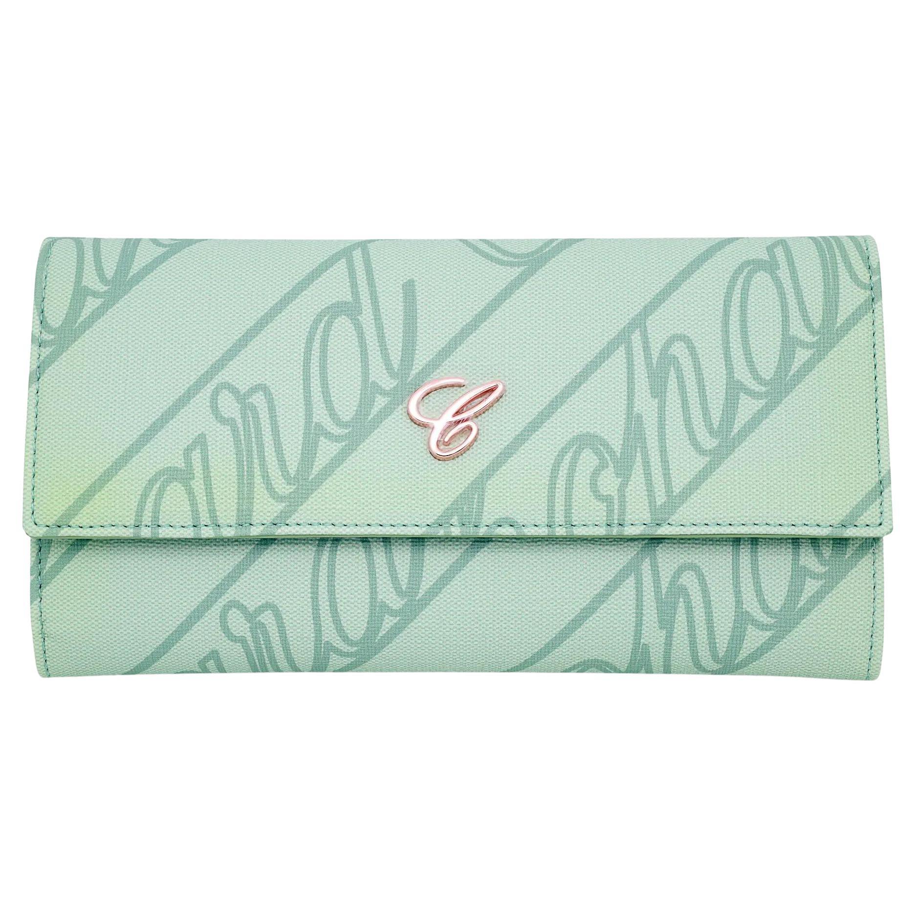 Chopard Classic Continental Mint Green Canvas Wallet 95015-0574