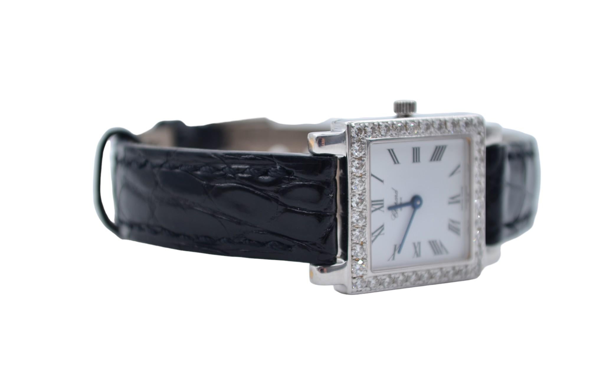 Chopard Classic Lady 22 White Gold Diamond Bezel Leather Strap Quartz 13/6302 For Sale 6