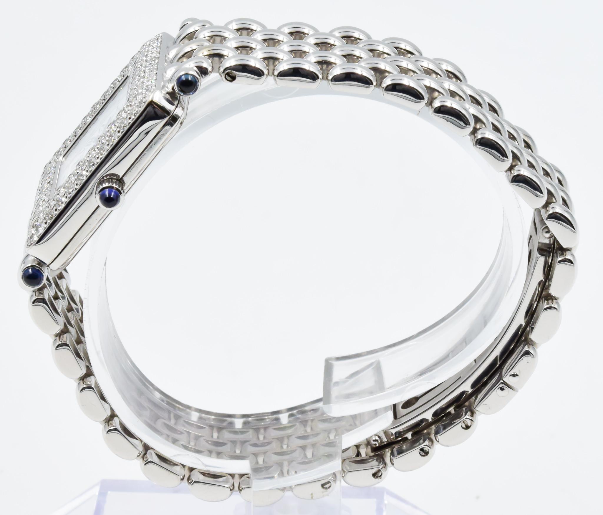 Chopard Classic Square, 106889-1001, 18 Karat White Gold with Diamond Bezel In Excellent Condition In Carmel, IN