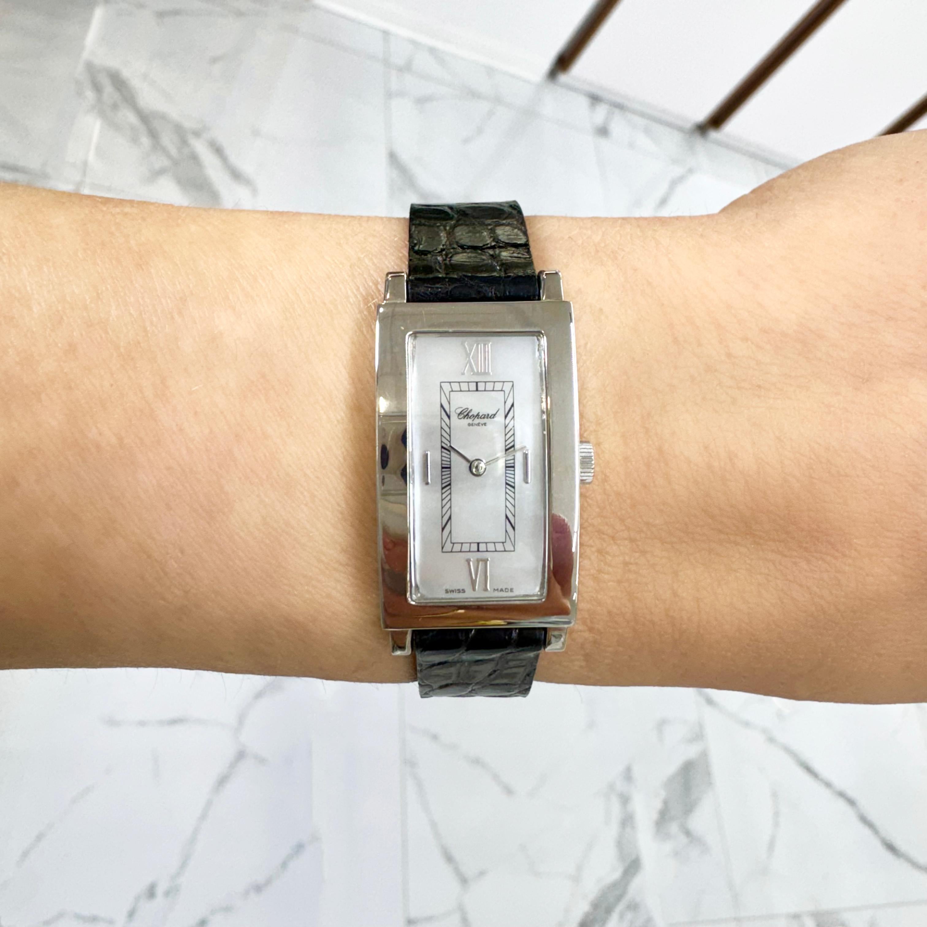 Chopard Classic Tank 18MM 12/7435/8 Mop Dial 18K White Gold Ladies Watch For Sale 6