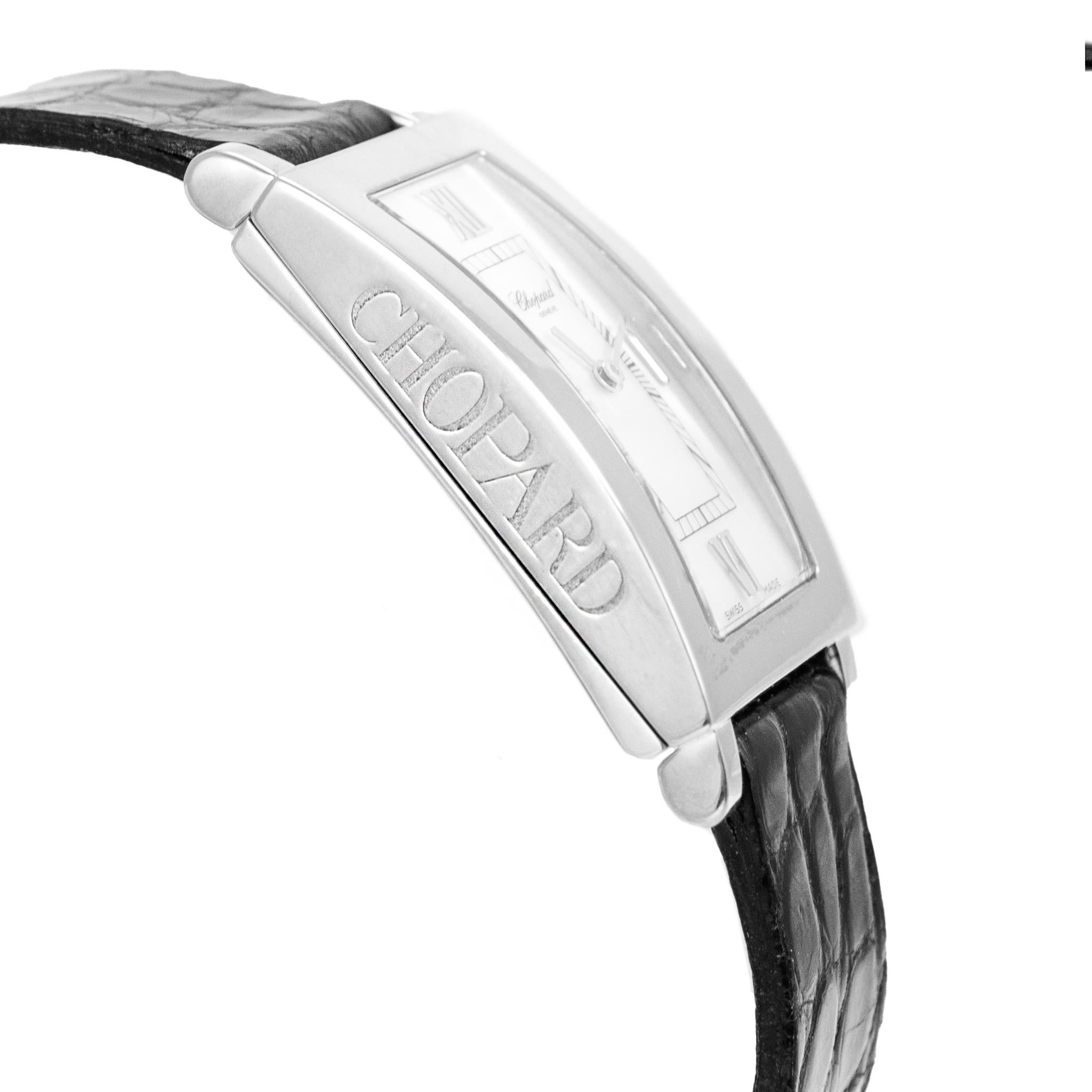 Chopard Classic Tank 18MM 12/7435/8 Mop Dial 18K White Gold Ladies Watch In Excellent Condition For Sale In Houston, TX