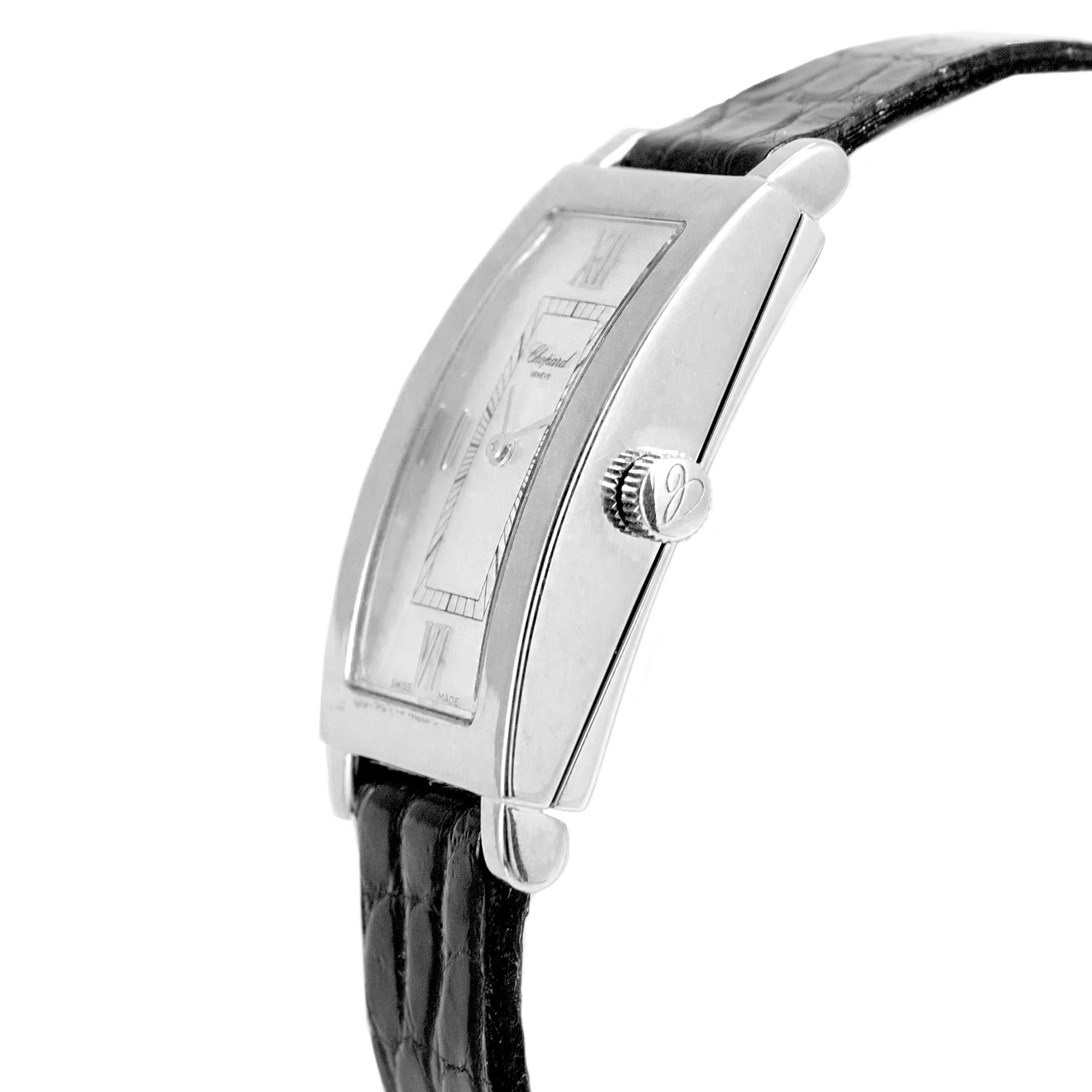 Women's Chopard Classic Tank 18MM 12/7435/8 Mop Dial 18K White Gold Ladies Watch For Sale