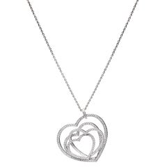 Chopard Classic White Gold Pave Diamond Hearts Pendant 81/6881