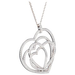 Chopard Classic White Gold Pave Diamond Hearts Pendant 81/6881