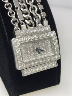Chopard Classique 18 Karat White Gold Pave Diamond Chains Bracelet Ladies Watch
