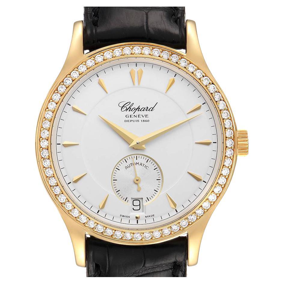 Chopard Classique Yellow Gold Silver Dial Diamond Mens Watch 1860