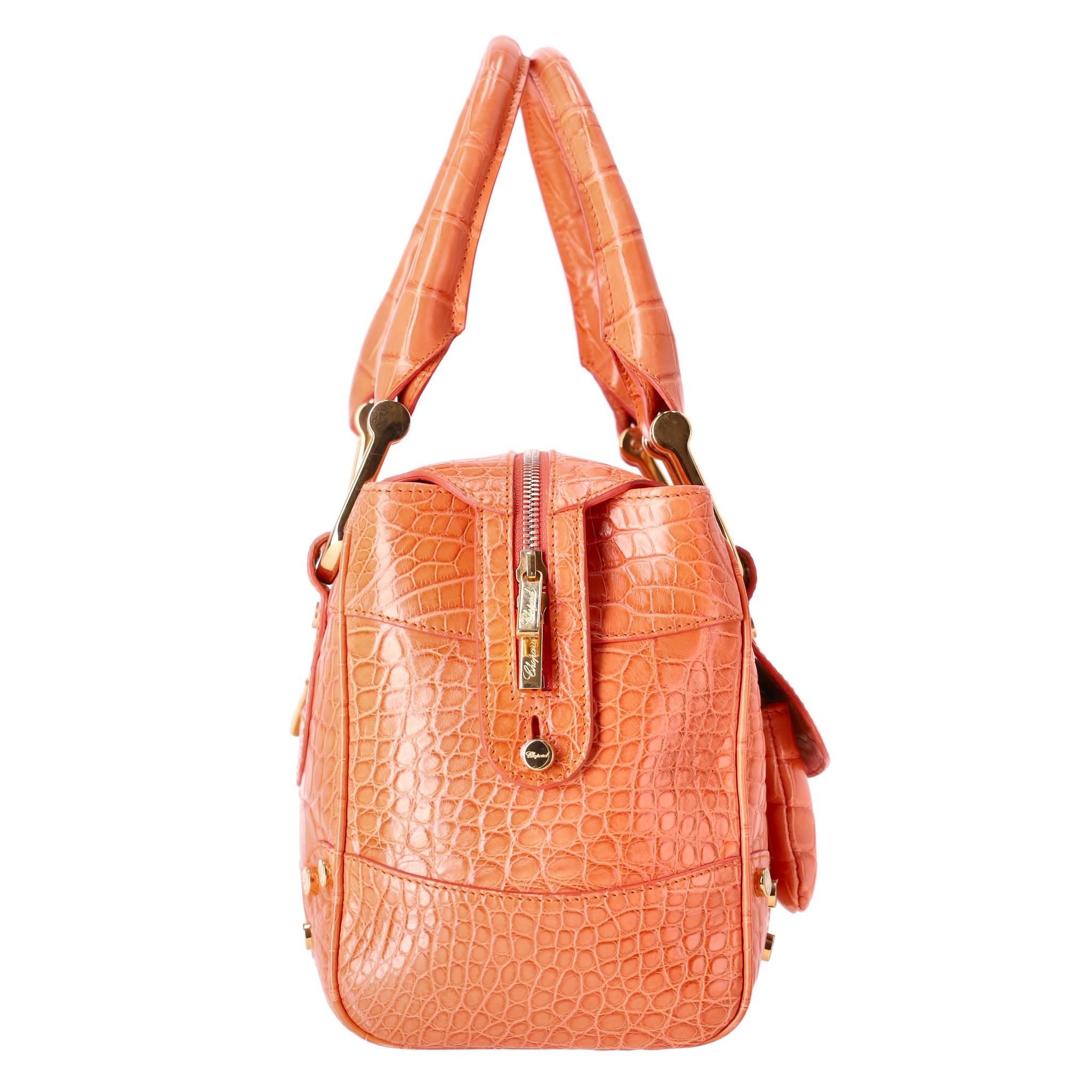Orange Chopard Crocodile Skin Carolina Bag For Sale