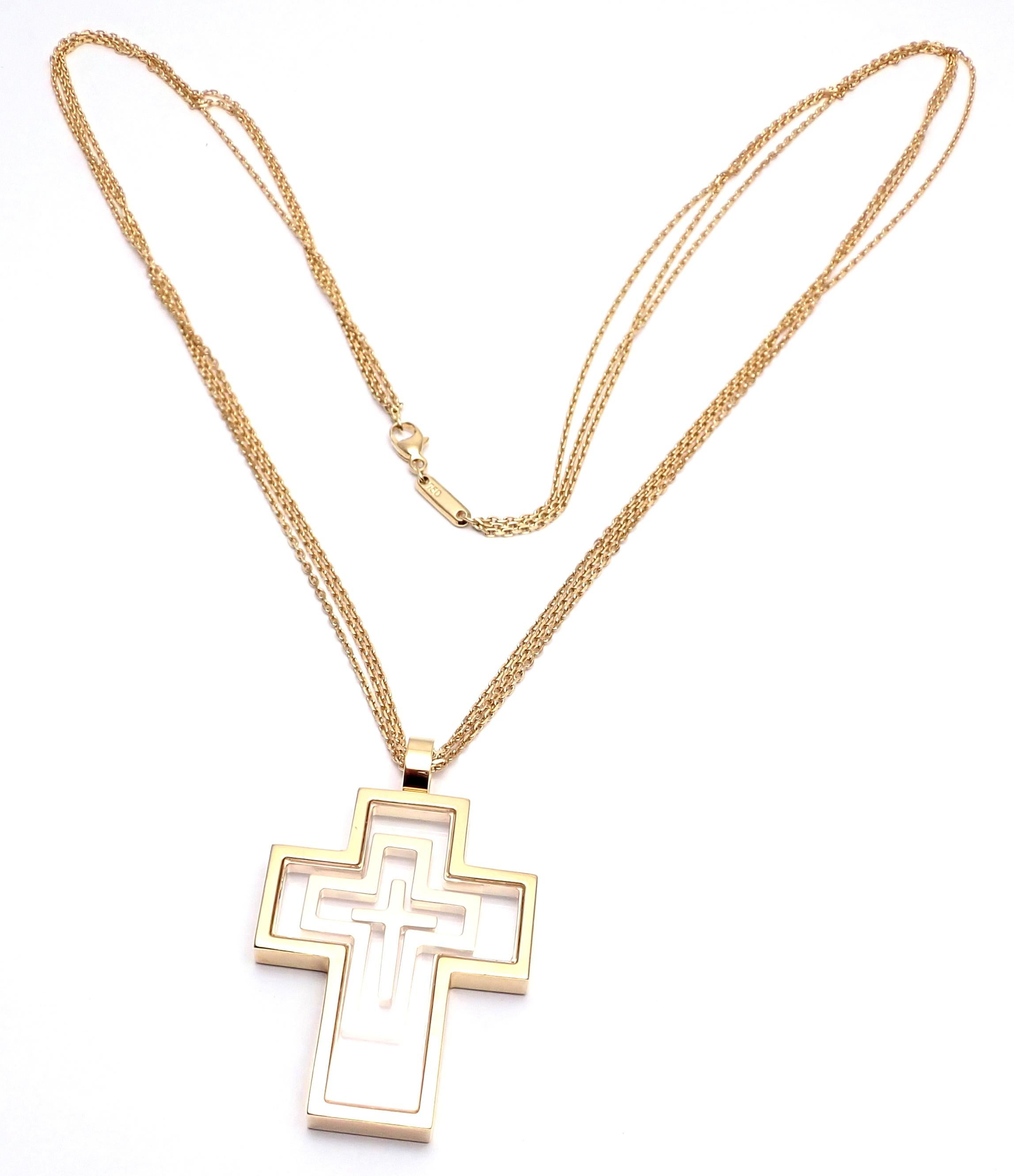 18k Yellow Gold Extra Large Cross Pendant Necklace by Chopard. 
Details: 
Length: Chain Length: 24