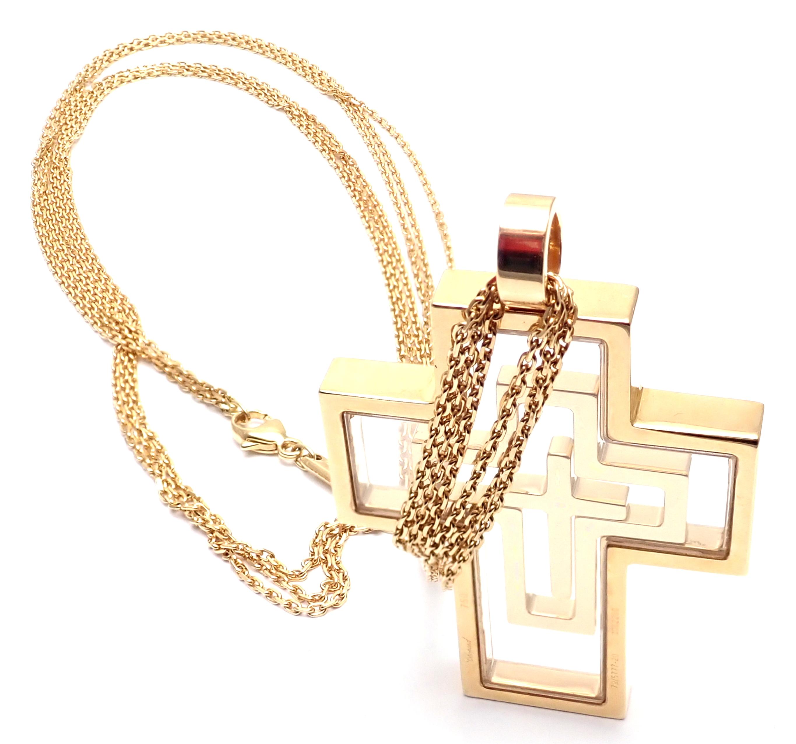 Women's or Men's Chopard Cross Extra Large Yellow Gold Pendant Necklace