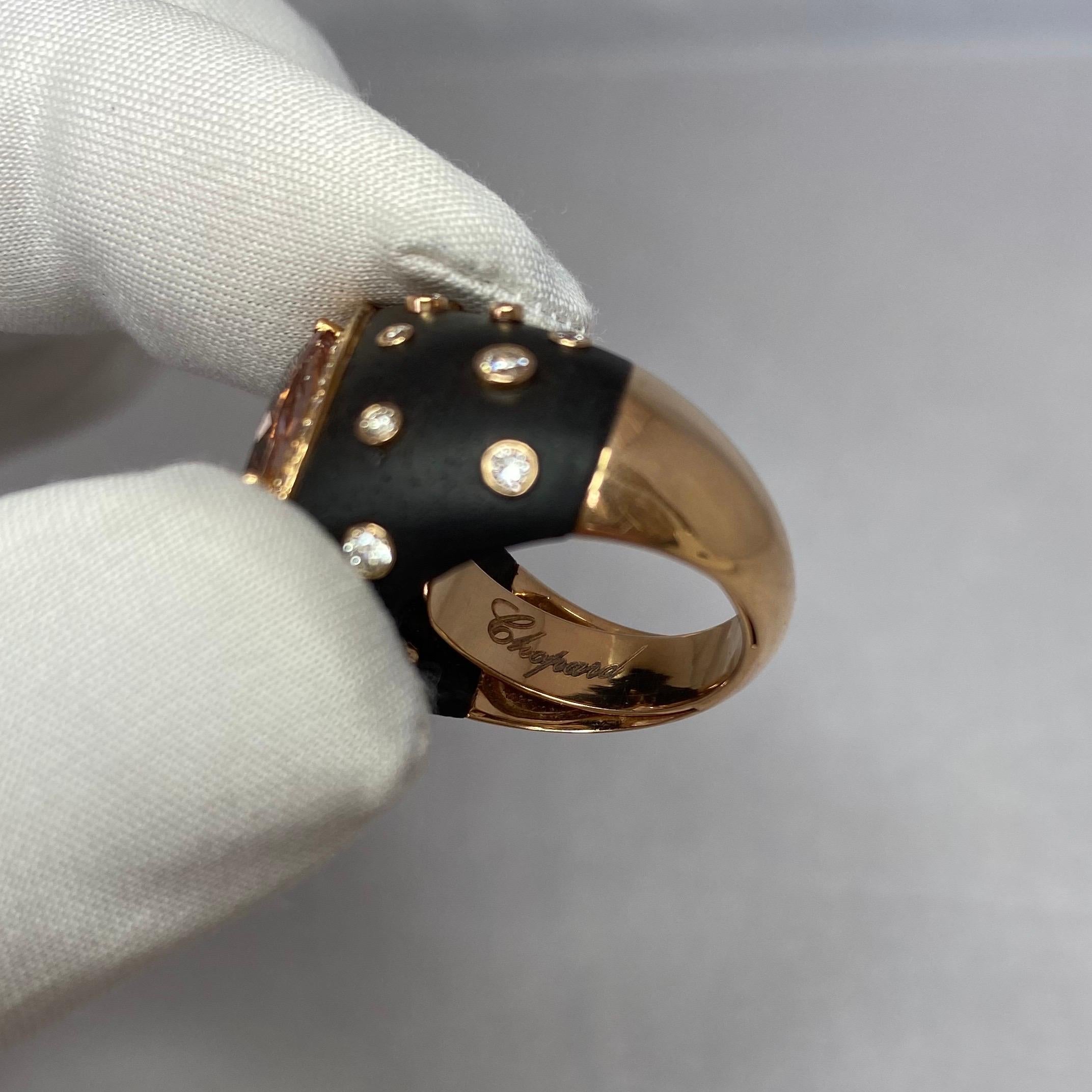 Chopard Custom Made Unique Morganite & Diamond 18k Yellow Gold Black Resin Ring 2