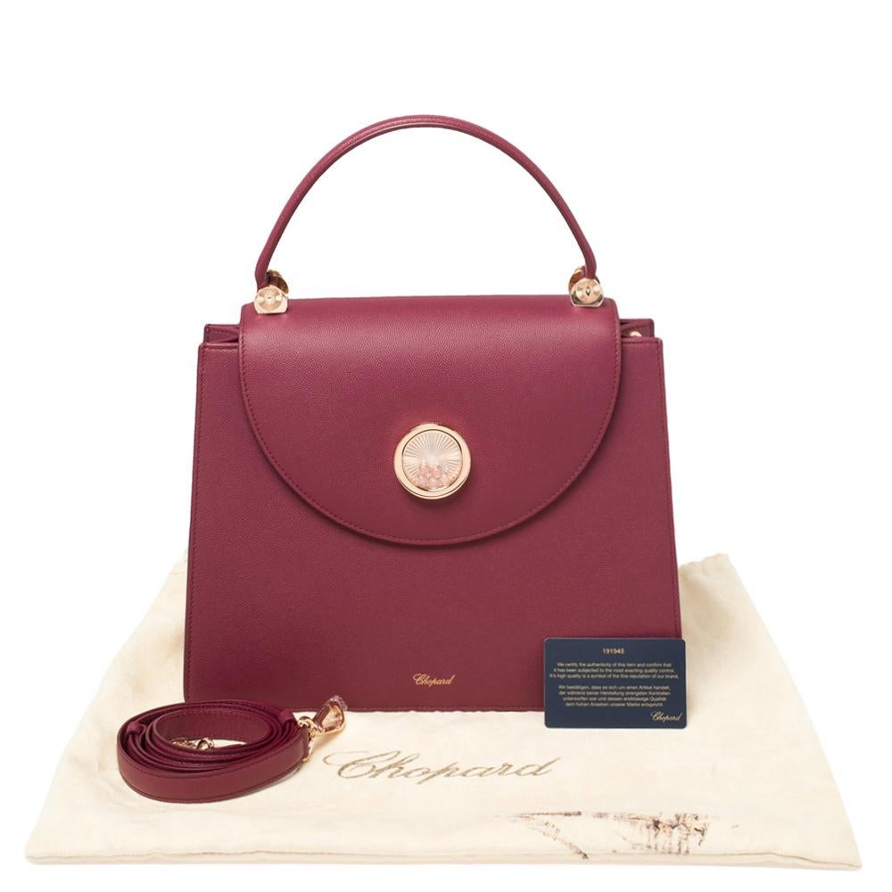 Chopard Dark Pink Leather Happy Lady Top Handle Bag 6