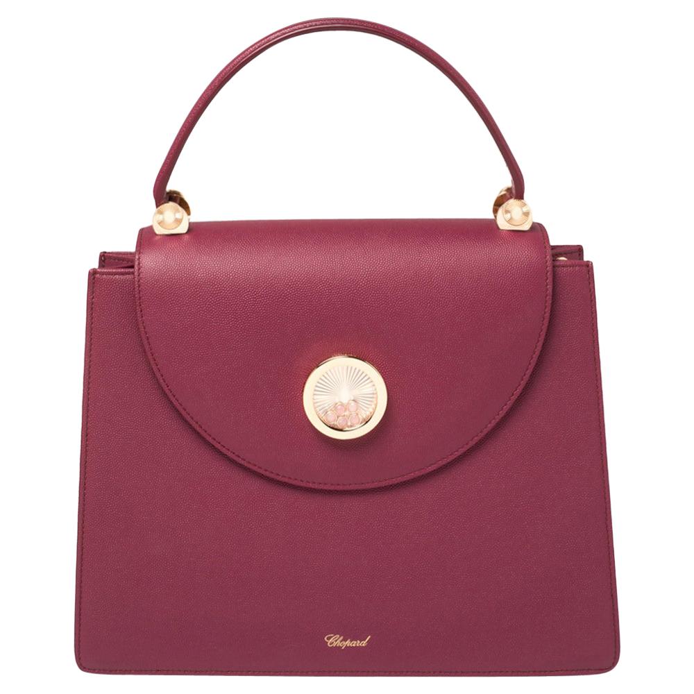 Chopard Dark Pink Leather Happy Lady Top Handle Bag