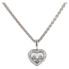 Chopard Diamond 18 Karat White Gold Happy Diamond Pendant Necklace