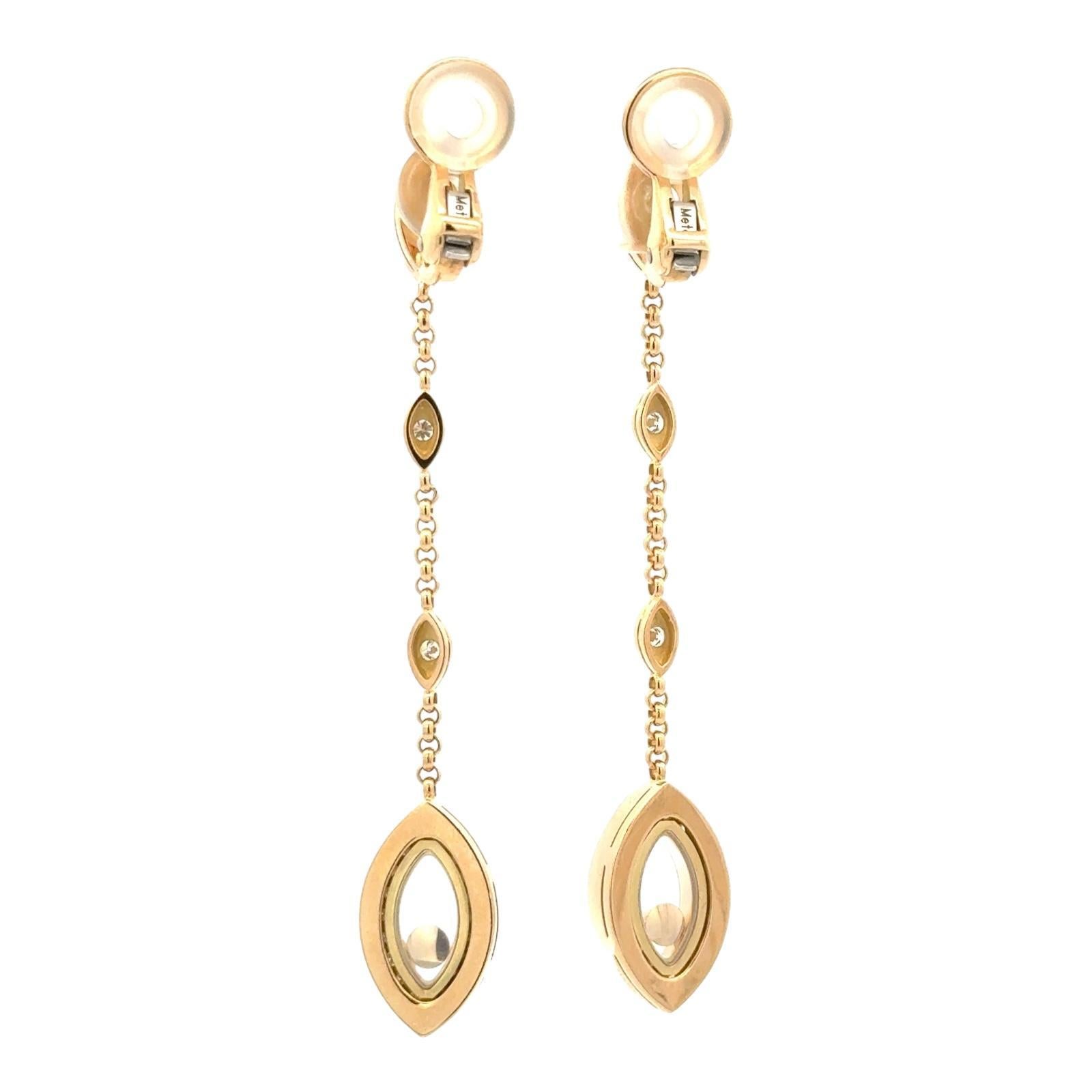 Women's Chopard Diamond 18 Karat Yellow Gold Drop Dangle Modern Earrings.