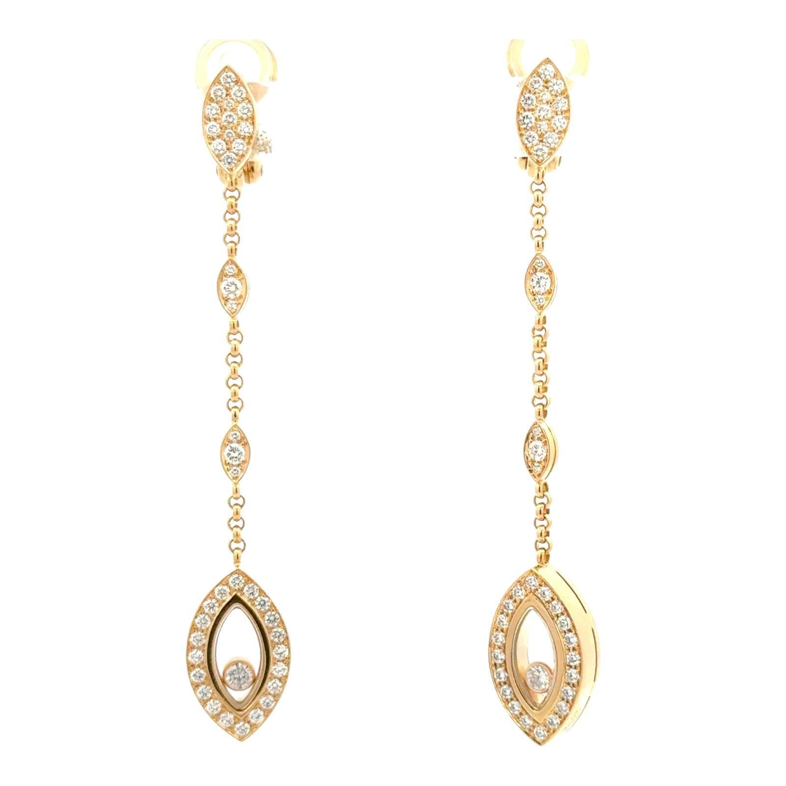 Chopard Diamond 18 Karat Yellow Gold Drop Dangle Modern Earrings. 3