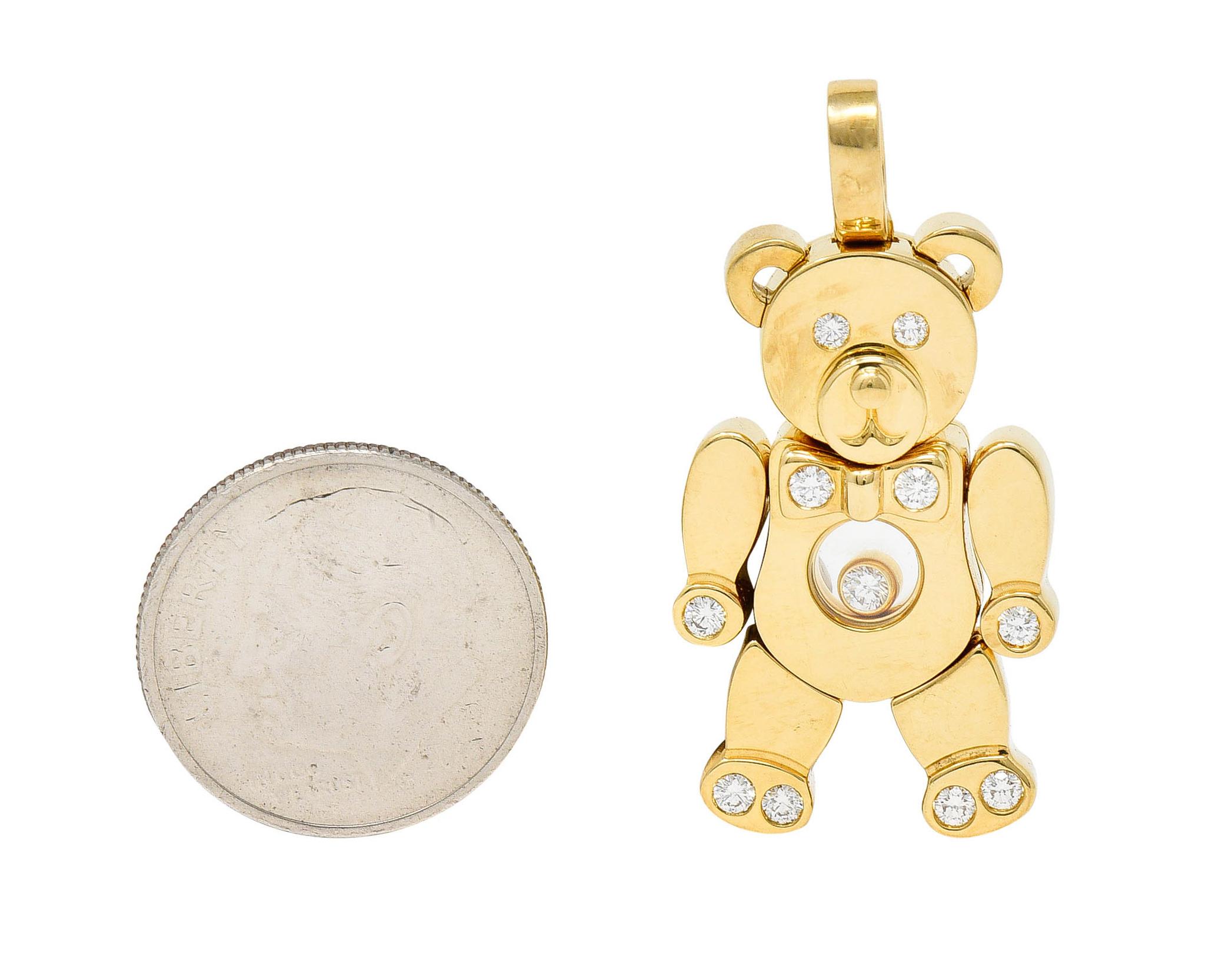 Chopard Diamond 18 Karat Yellow Gold Happy Diamond Bear Pendant 1