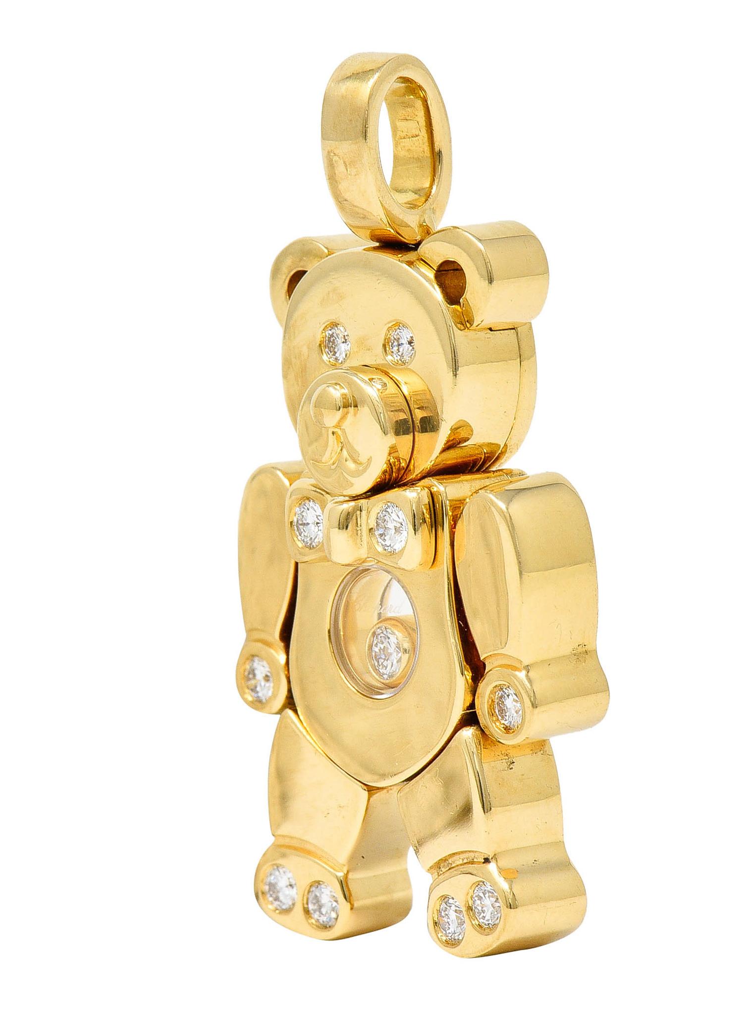 Taille brillant Chopard Pendentif ours Happy Diamond en or jaune 18 carats