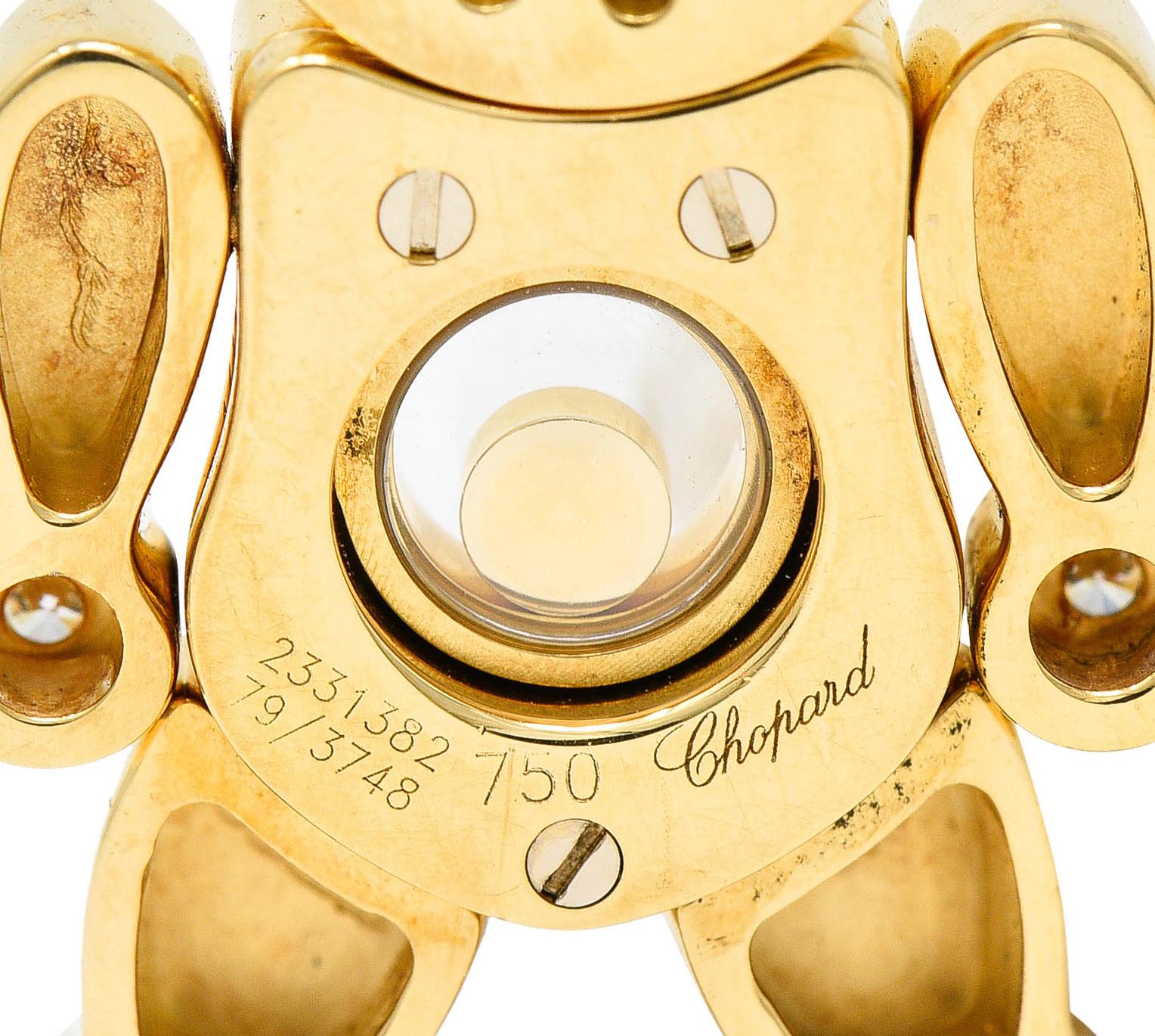 Chopard Pendentif ours Happy Diamond en or jaune 18 carats Excellent état à Philadelphia, PA