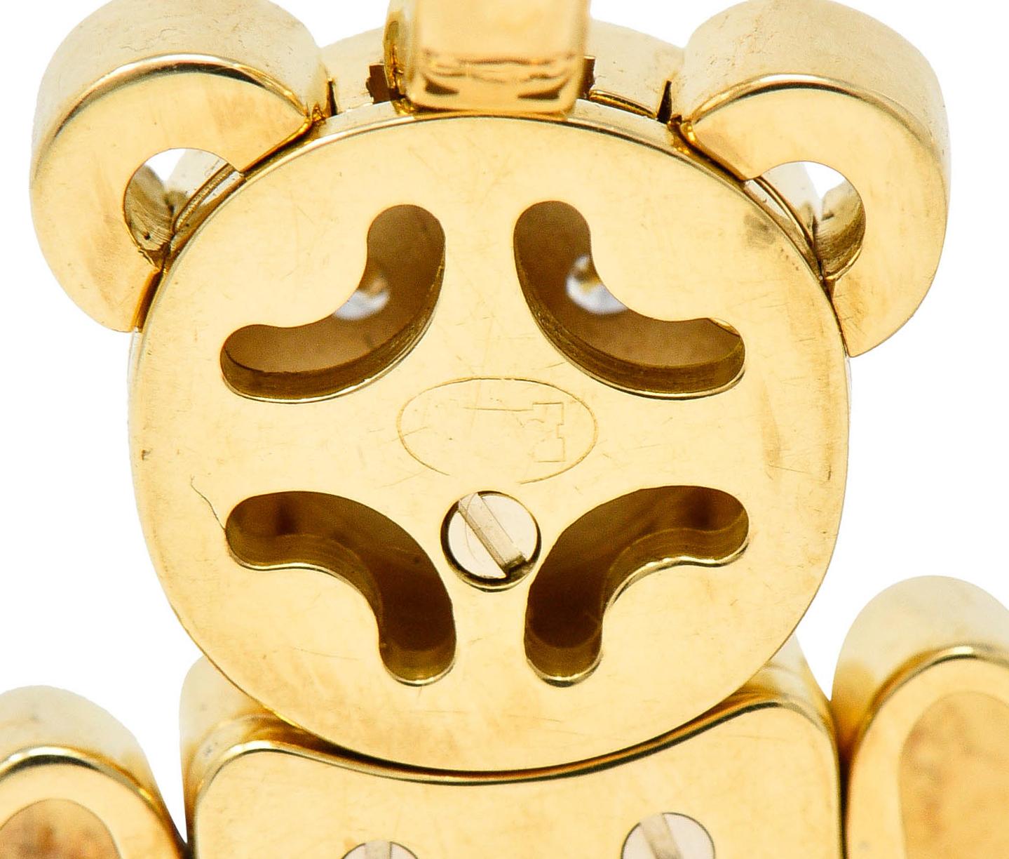Contemporary Chopard Diamond 18 Karat Yellow Gold Happy Diamond Bear Pendant