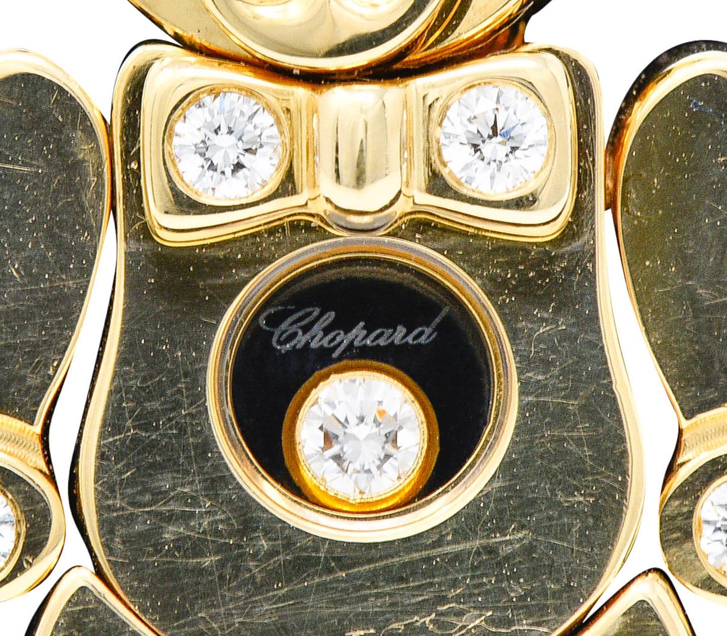 Brilliant Cut Chopard Diamond 18 Karat Yellow Gold Happy Diamond Bear Pendant