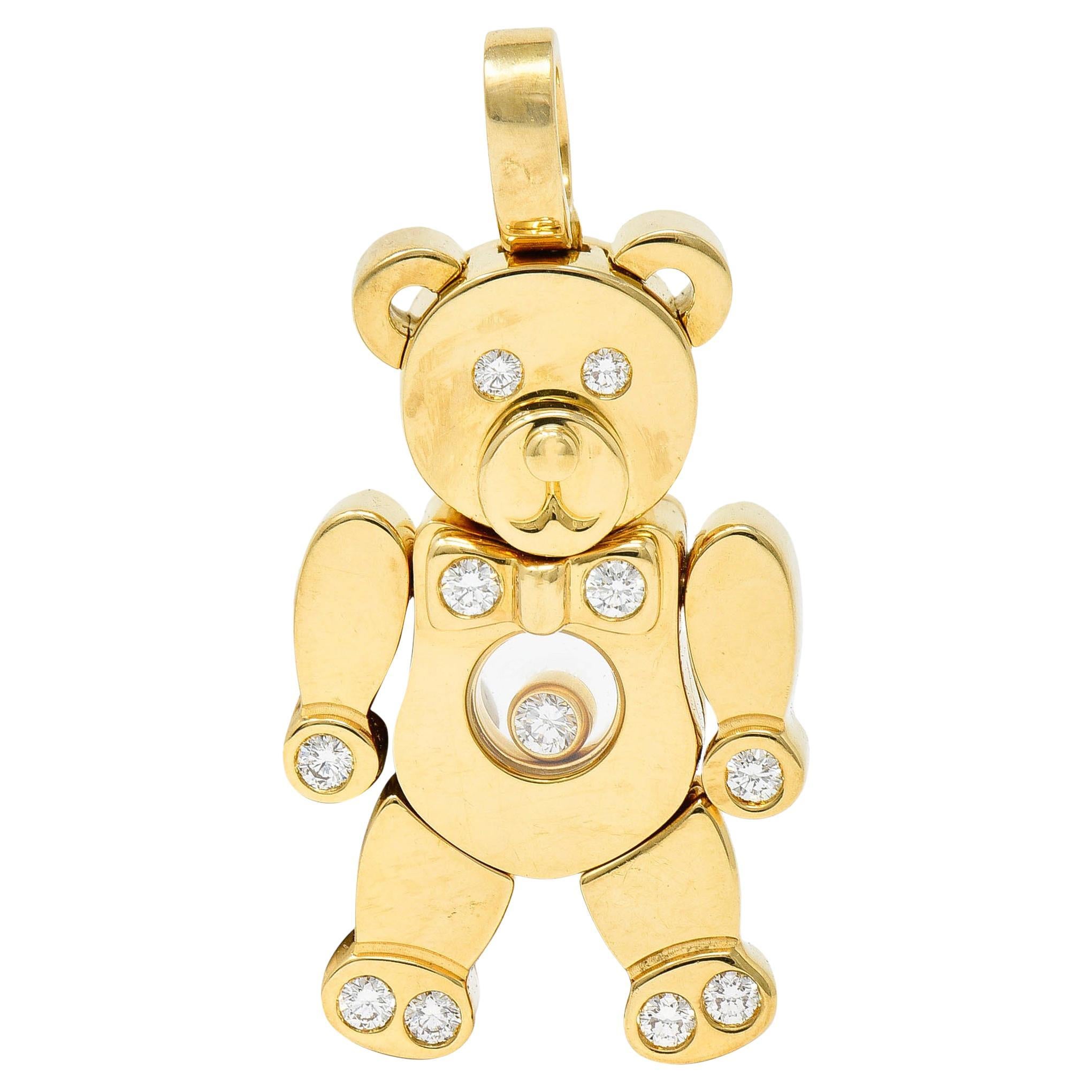 Chopard Diamond 18 Karat Yellow Gold Happy Diamond Bear Pendant