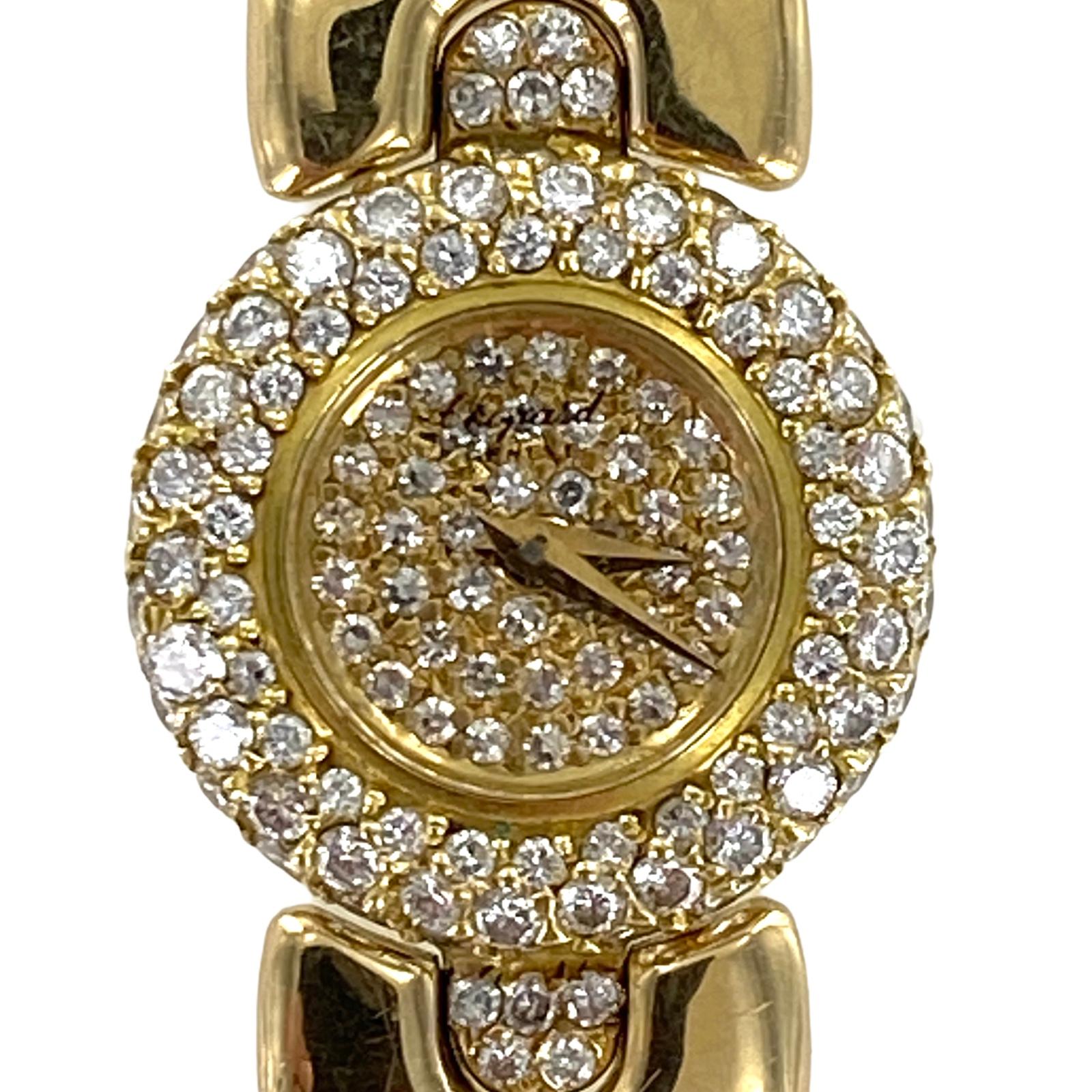 Round Cut Chopard Diamond 18 Karat Yellow Gold Ladies Watch Gold Diamond Bracelet