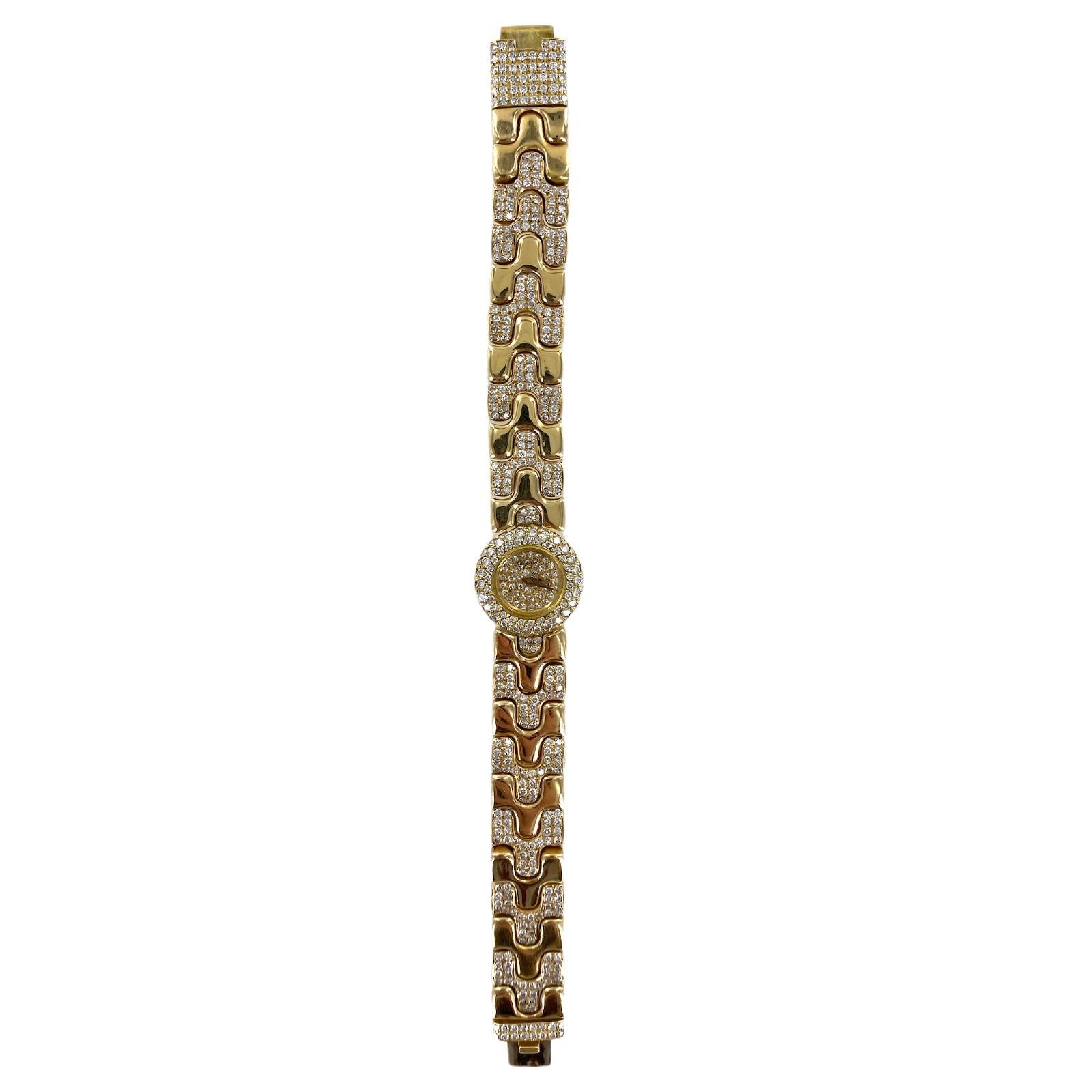 Chopard Diamond 18 Karat Yellow Gold Ladies Watch Gold Diamond Bracelet In Excellent Condition In Boca Raton, FL