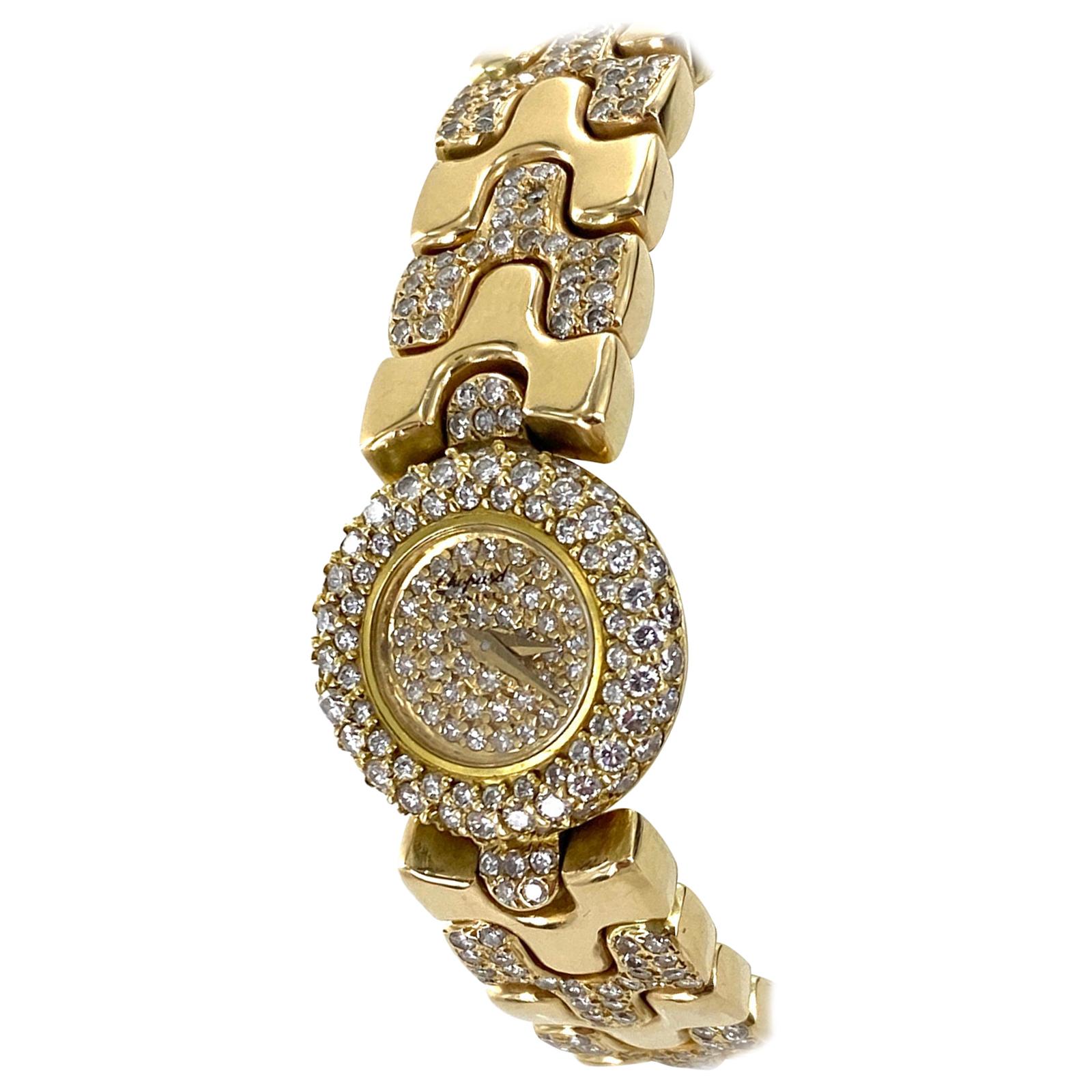 Chopard Diamond 18 Karat Yellow Gold Ladies Watch Gold Diamond Bracelet