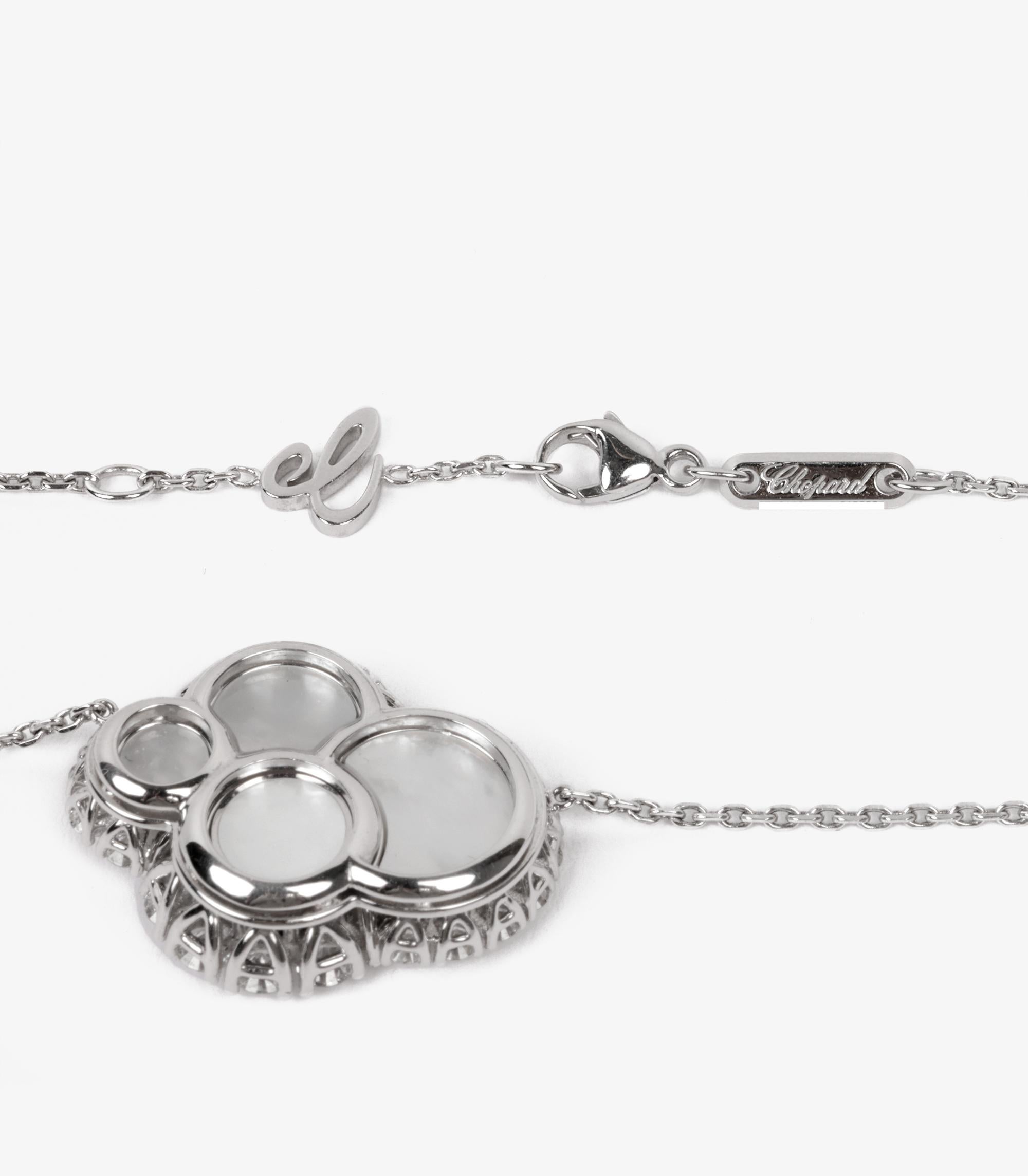 Round Cut Chopard Diamond 18ct White Gold and Mother of Pearl Happy Dreams Necklace For Sale