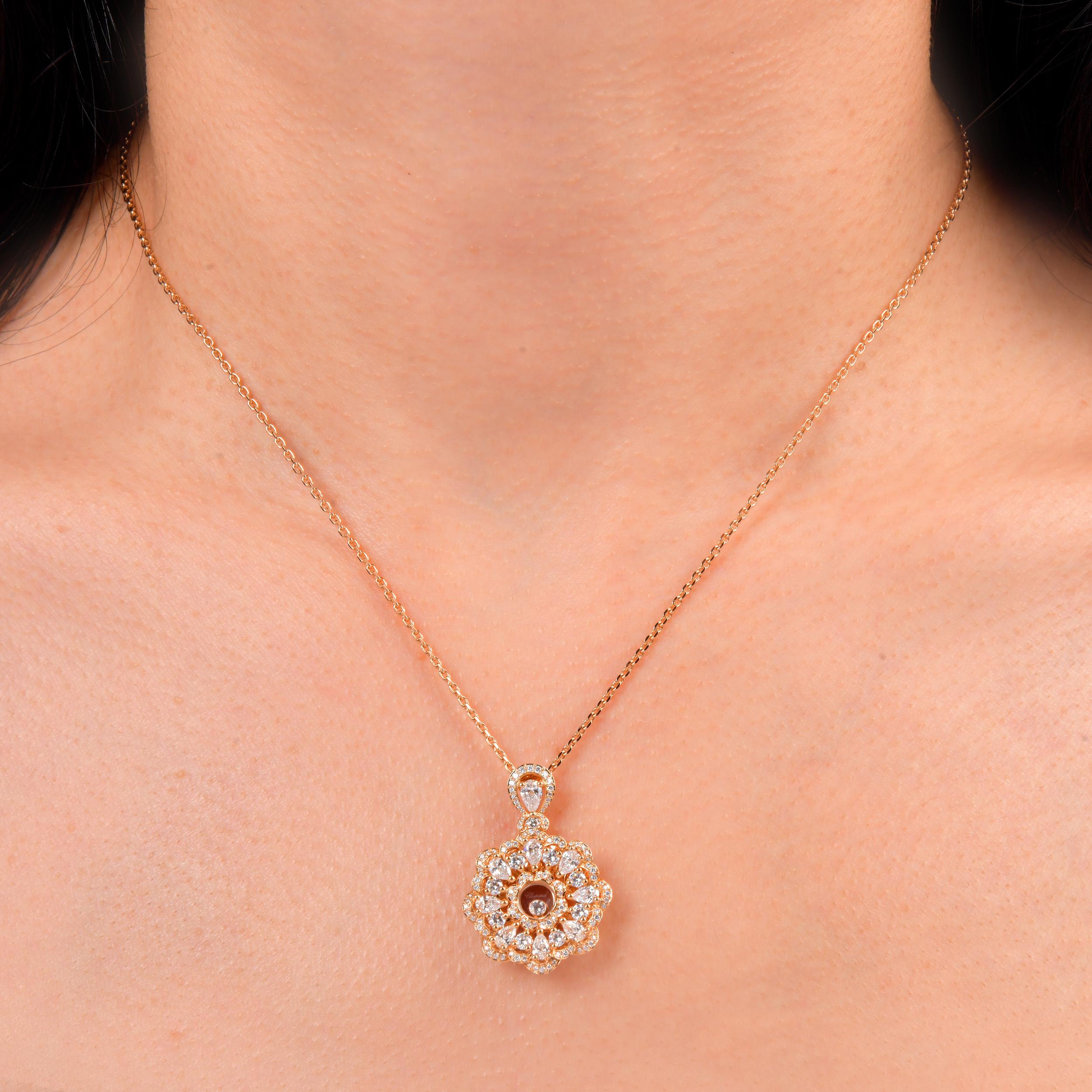 Collana circolare in oro rosa 18 carati con diamanti Chopard in vendita 6