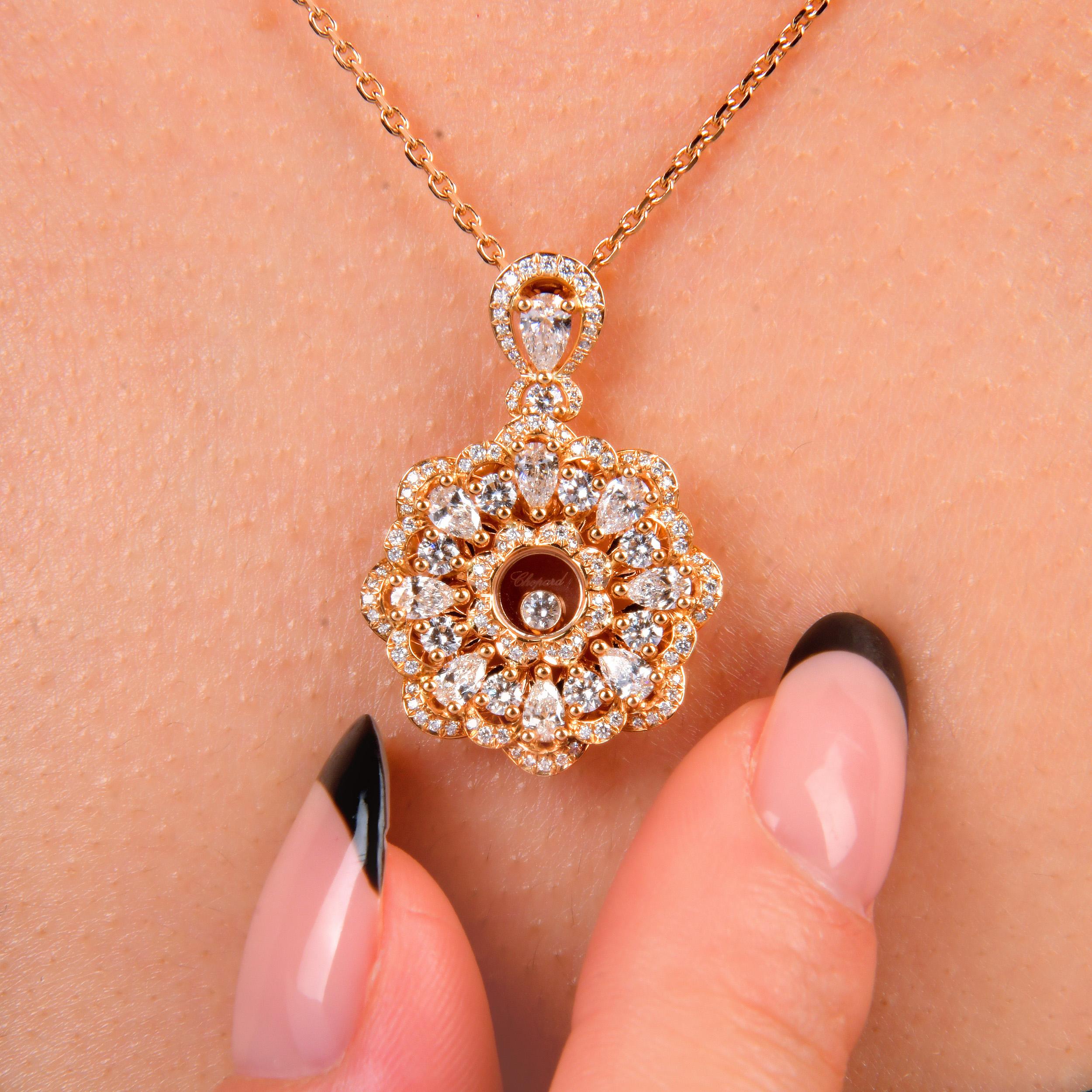 Collana circolare in oro rosa 18 carati con diamanti Chopard in vendita 7