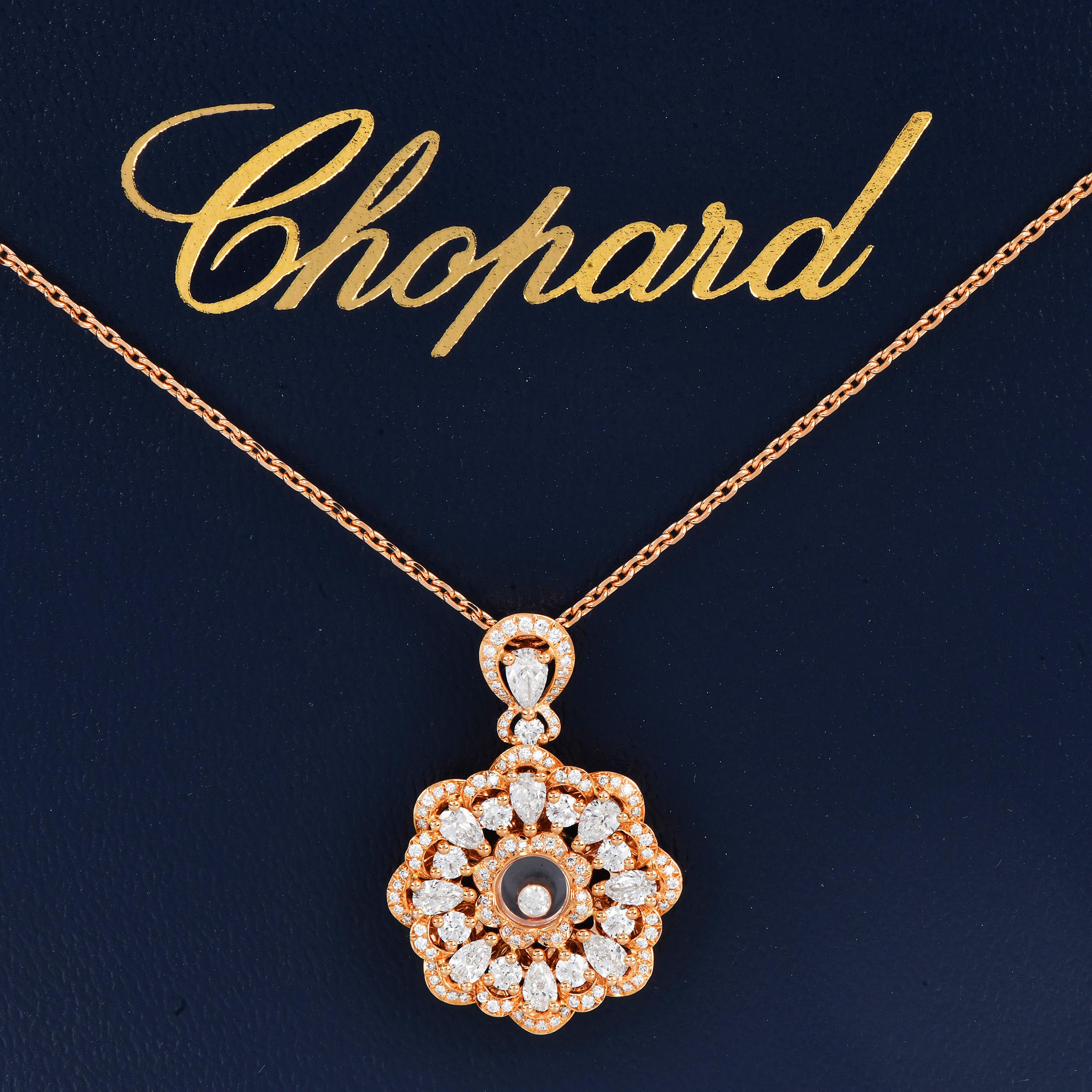 Taglio rotondo Collana circolare in oro rosa 18 carati con diamanti Chopard in vendita