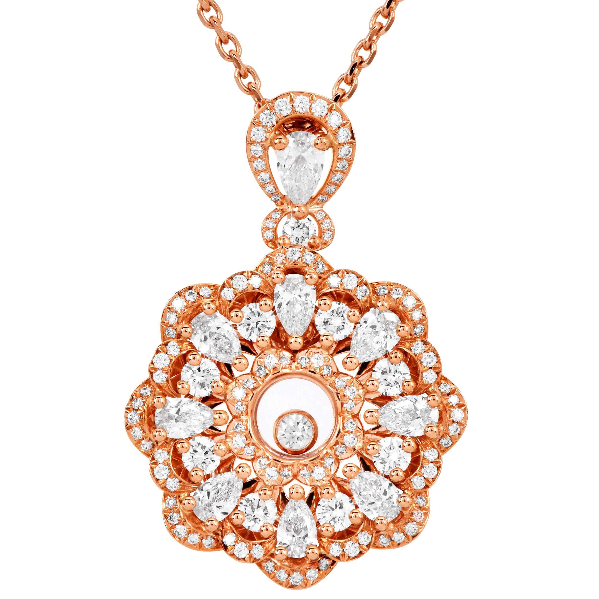 Donna Collana circolare in oro rosa 18 carati con diamanti Chopard in vendita