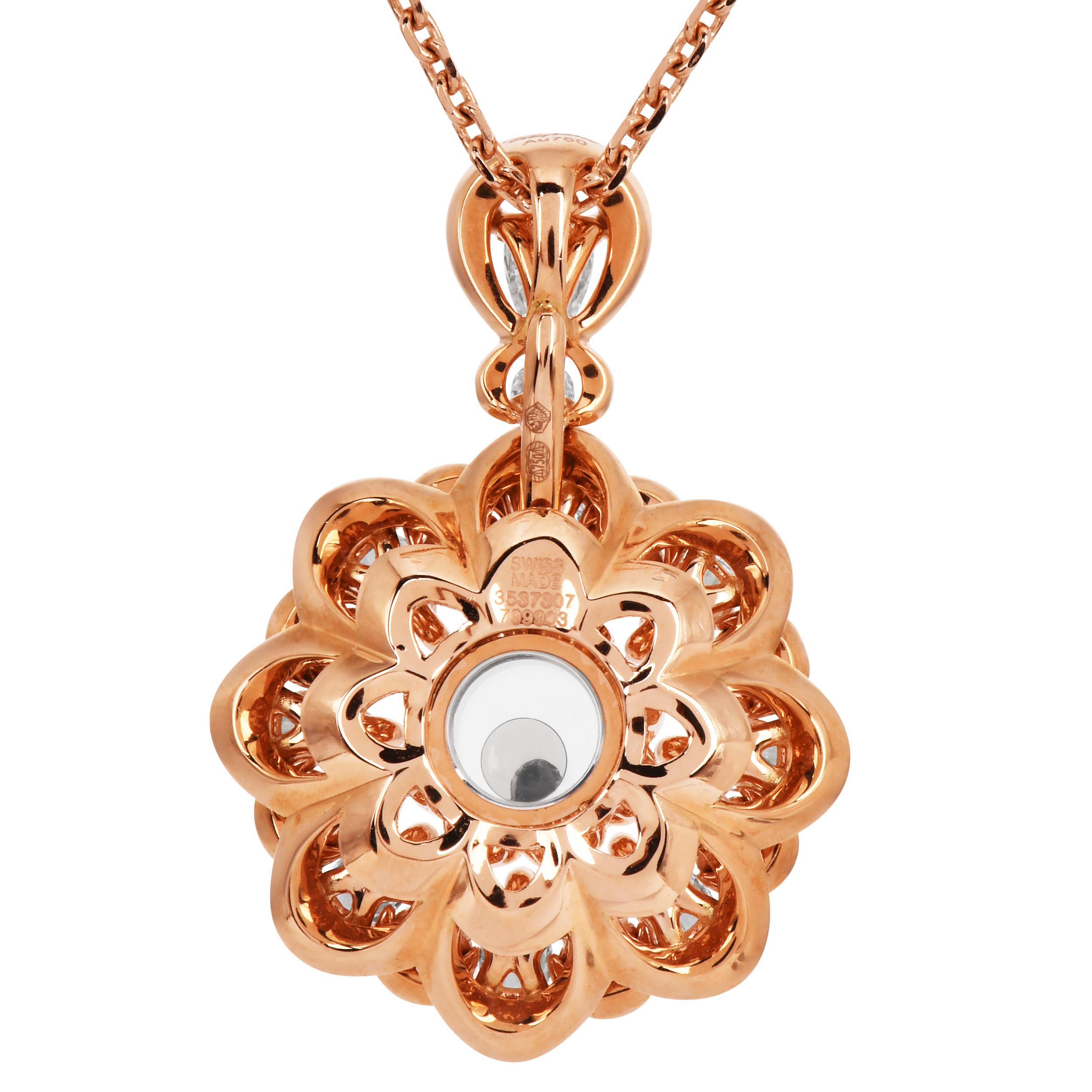 Collana circolare in oro rosa 18 carati con diamanti Chopard in vendita 1