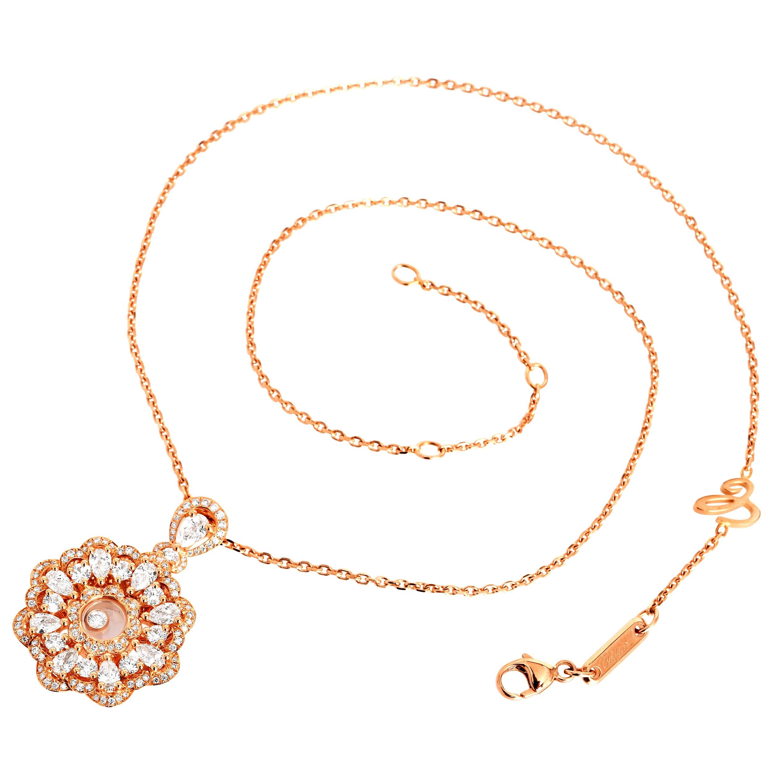Collana circolare in oro rosa 18 carati con diamanti Chopard in vendita 3