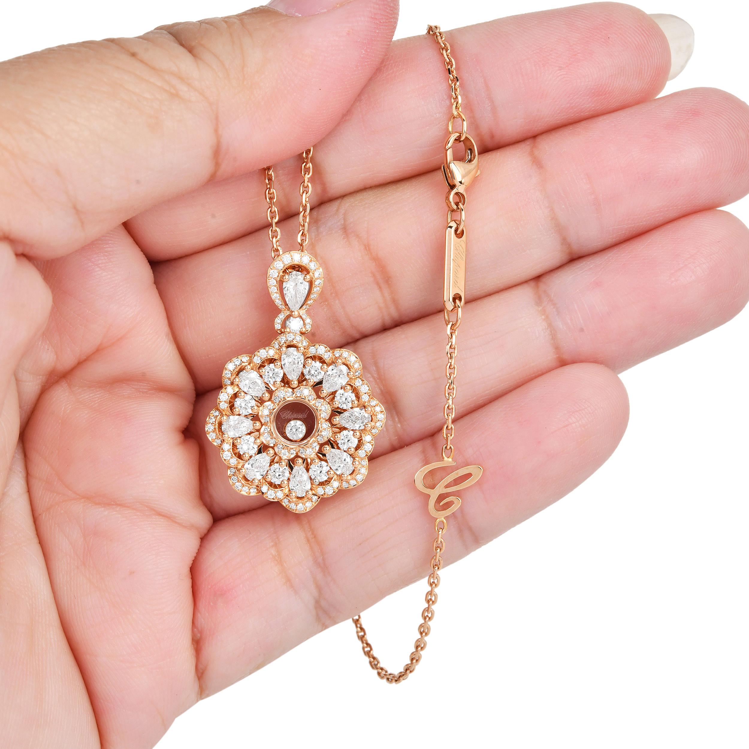 Collana circolare in oro rosa 18 carati con diamanti Chopard in vendita 4